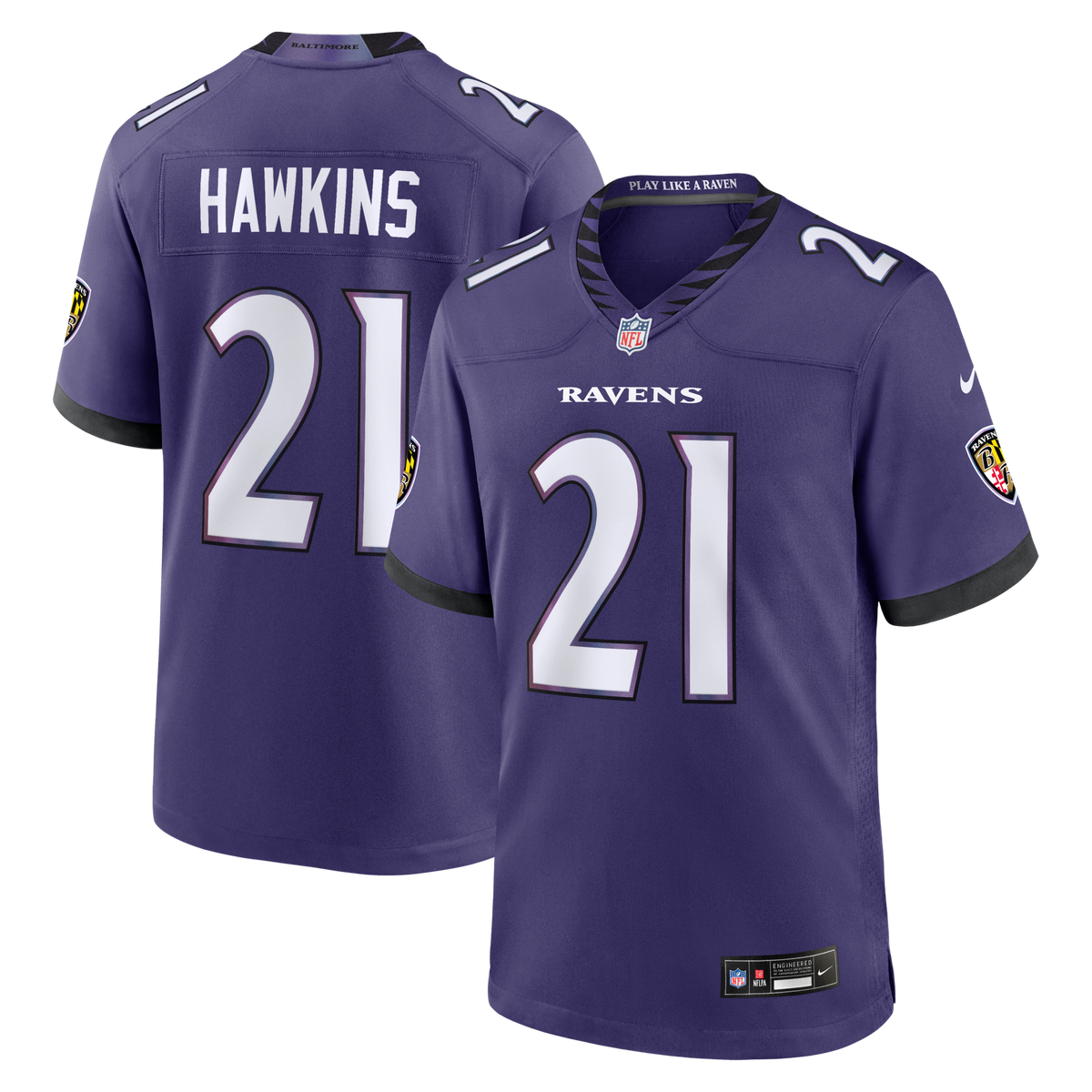 Baltimore Ravens Jaylinn Hawkins Purple Team Game Jersey