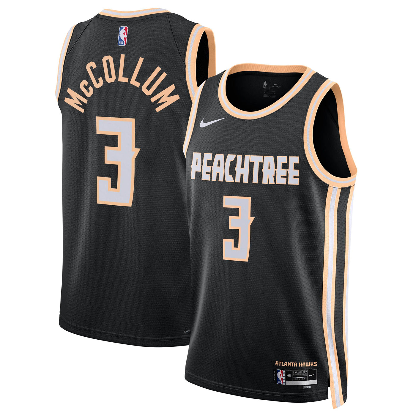 Nike Atlanta Hawks 2025/26 Nike City Edition Swingman Jersey - Black - CJ McCollum