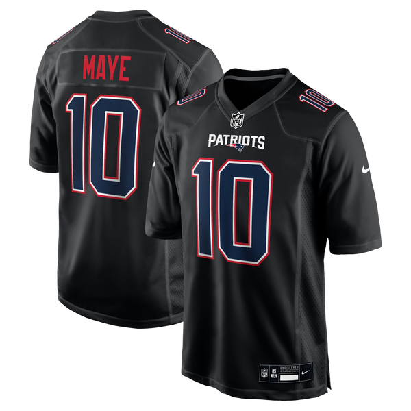 New England Patriots Drake Maye Nike Carbon Black Game Jersey