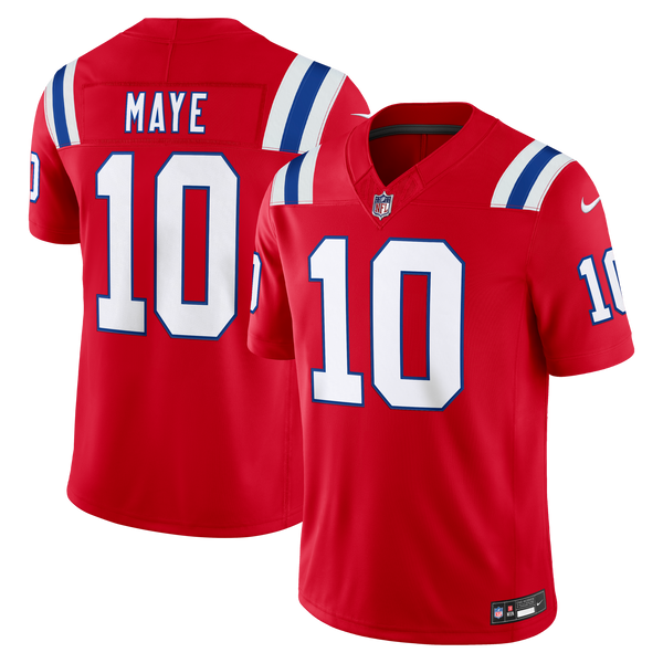 New England Patriots Drake Maye Red Alternate Vapor F.U.S.E. Stitched Limited Jersey