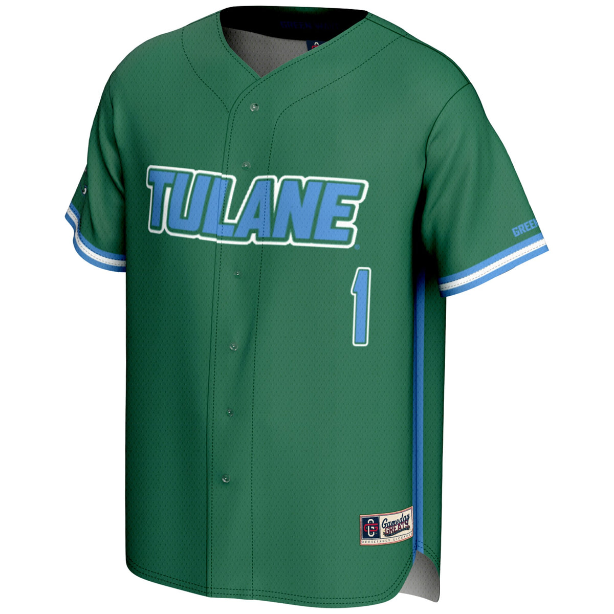 #1 Tulane Green Wave GameDay Greats Lightweight Baseball Jersey - Green
