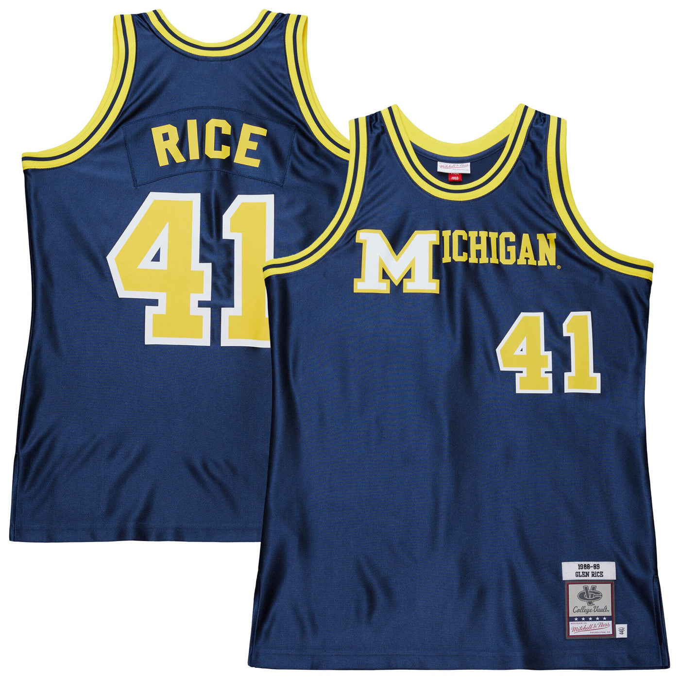 Mitchell & Ness Glen Rice Navy Michigan Wolverines 1988/89 Authentic Jersey