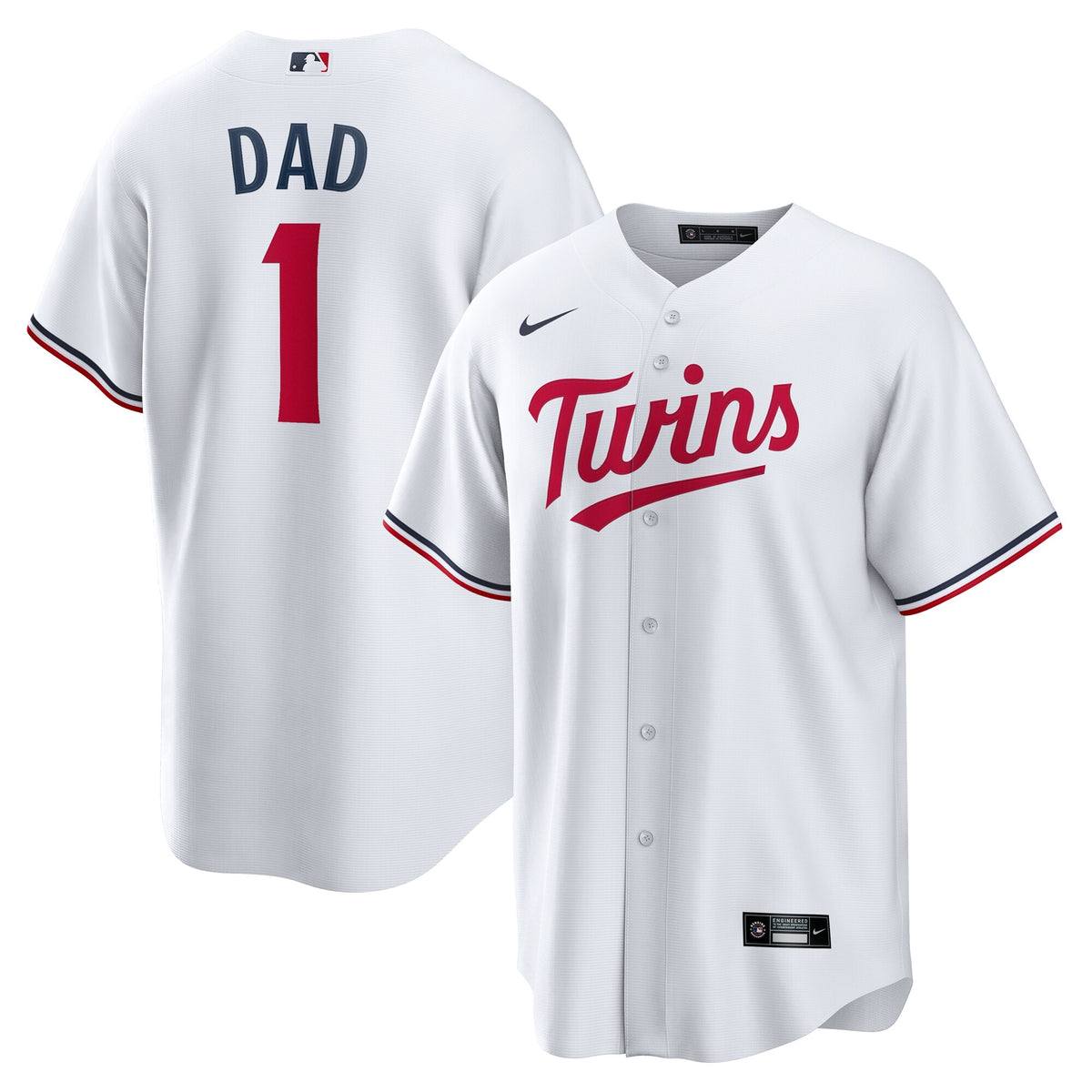 Minnesota Twins White #1 Dad Home Replica Jersey