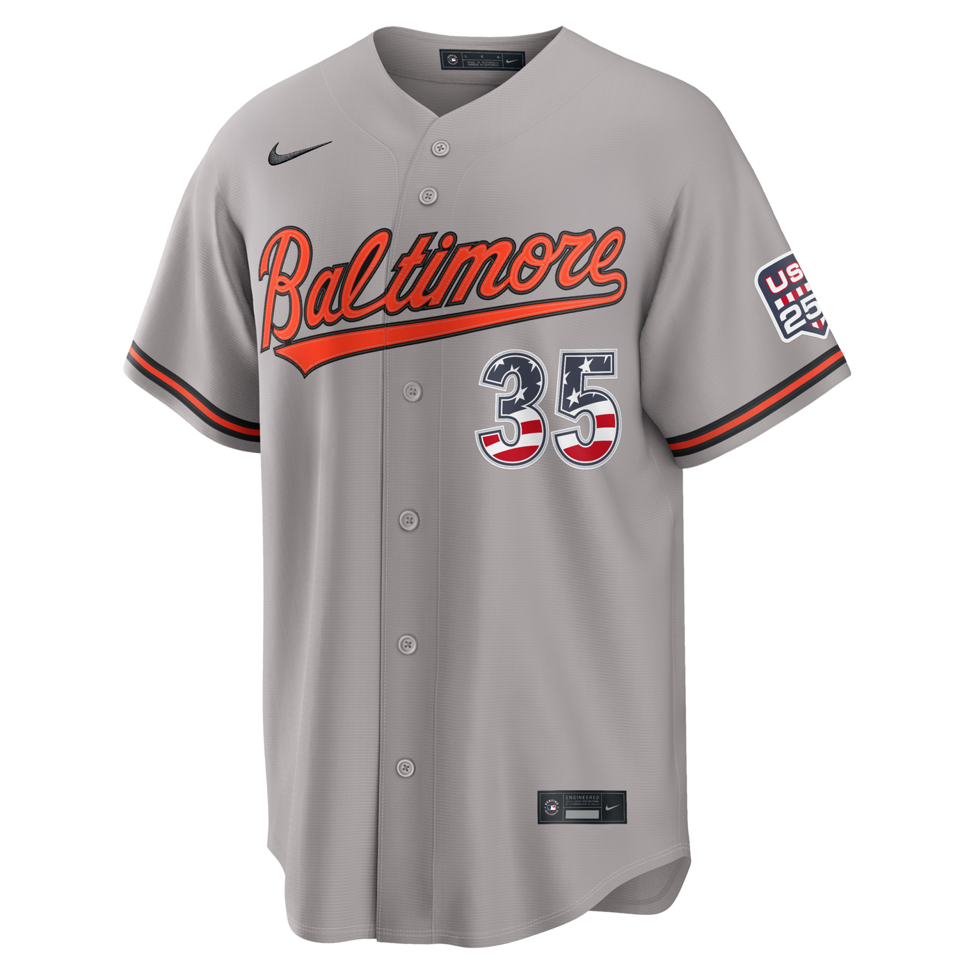 Fourth of July Baltimore Orioles Adley Rutschman Nike Gray USA 250 Stadium Jersey