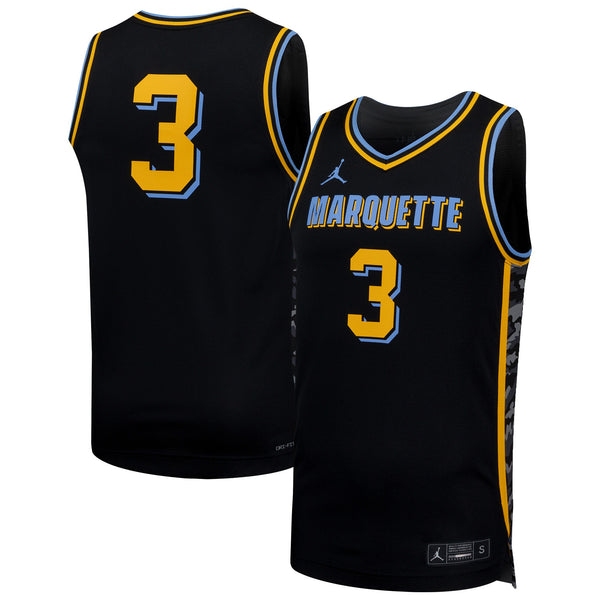 Nike #3 Black Marquette Golden Eagles Replica Basketball Jersey