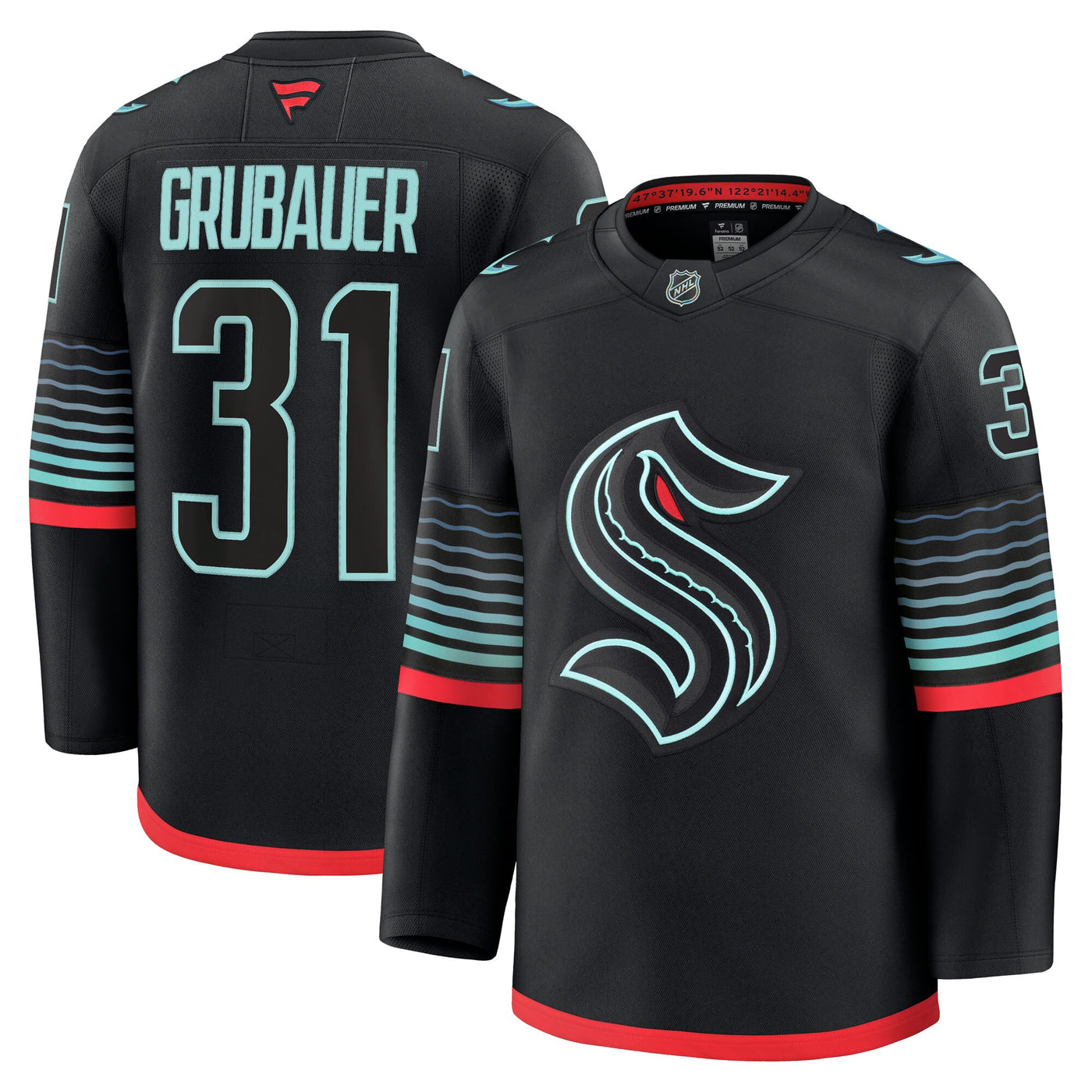 Seattle Kraken Philipp Grubauer Fanatics Black Alternate Premium Player Jersey