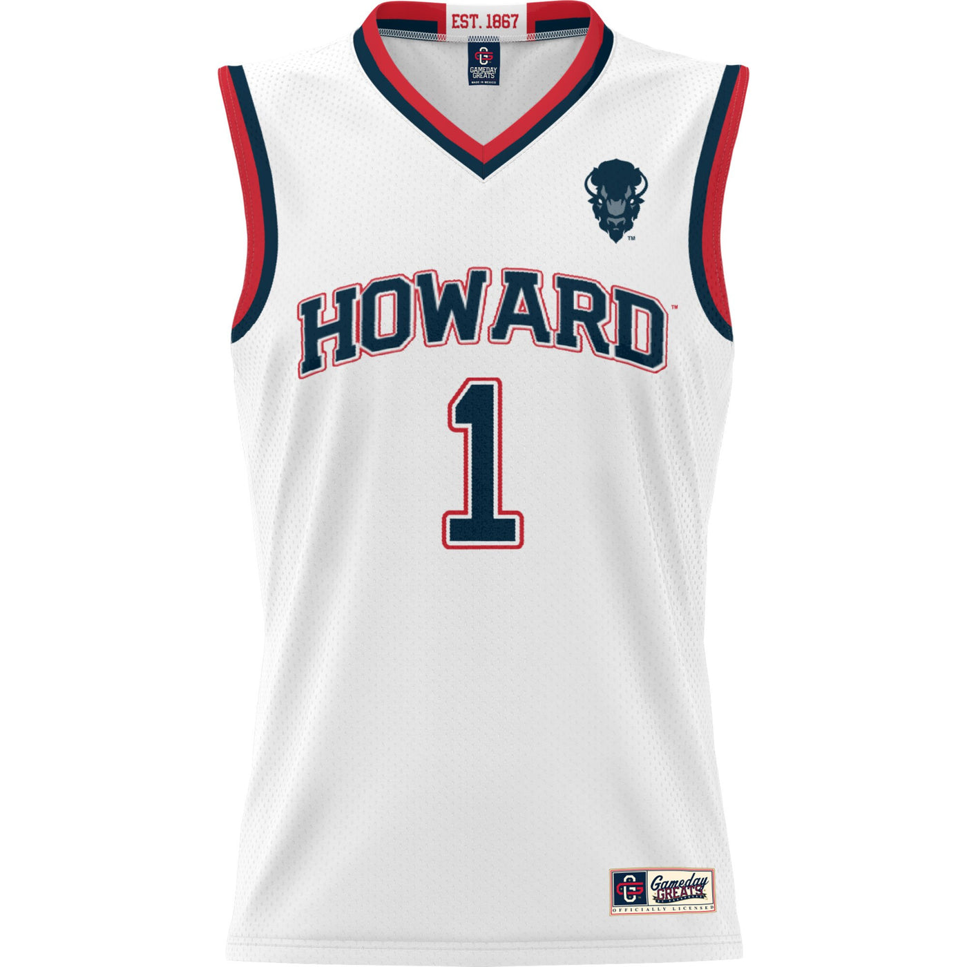 GameDay Greats #1 White Howard Bison Lightweight Basketball Jersey