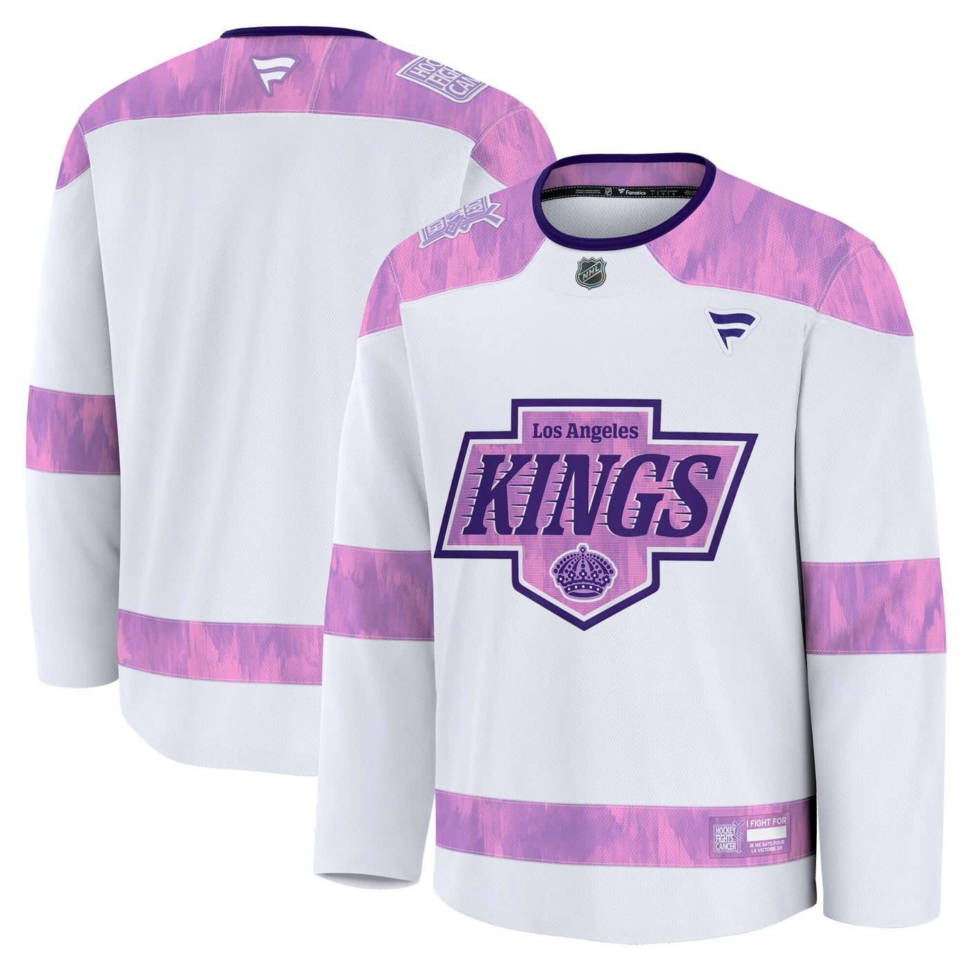 Los Angeles Kings Fanatics White 2024 Hockey Fights Cancer Practice Jersey