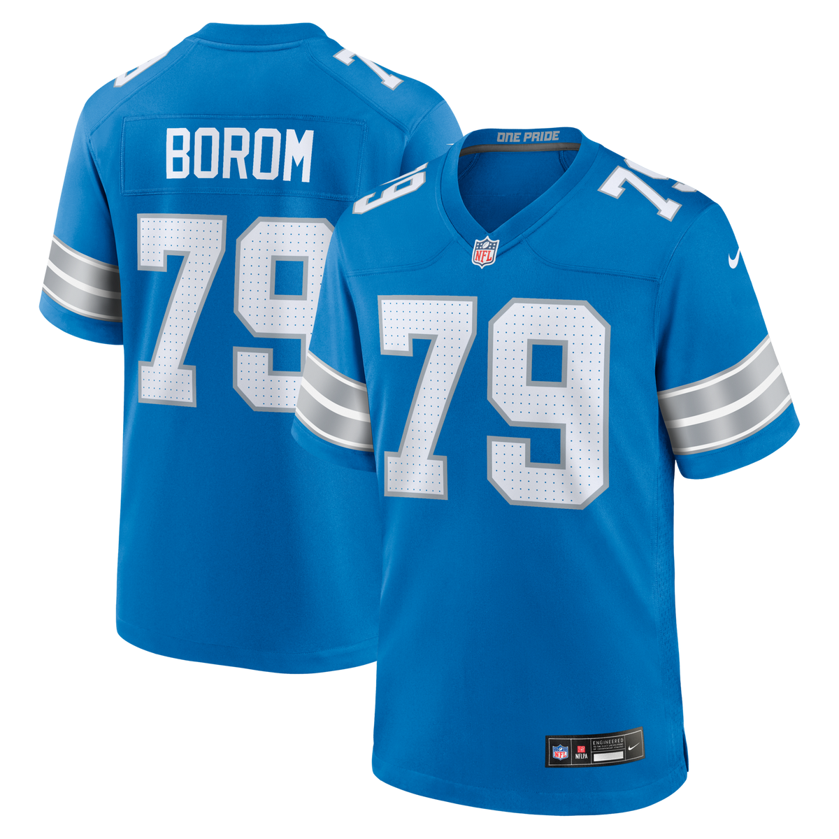 Detroit Lions Larry Borom Blue Team Game Jersey