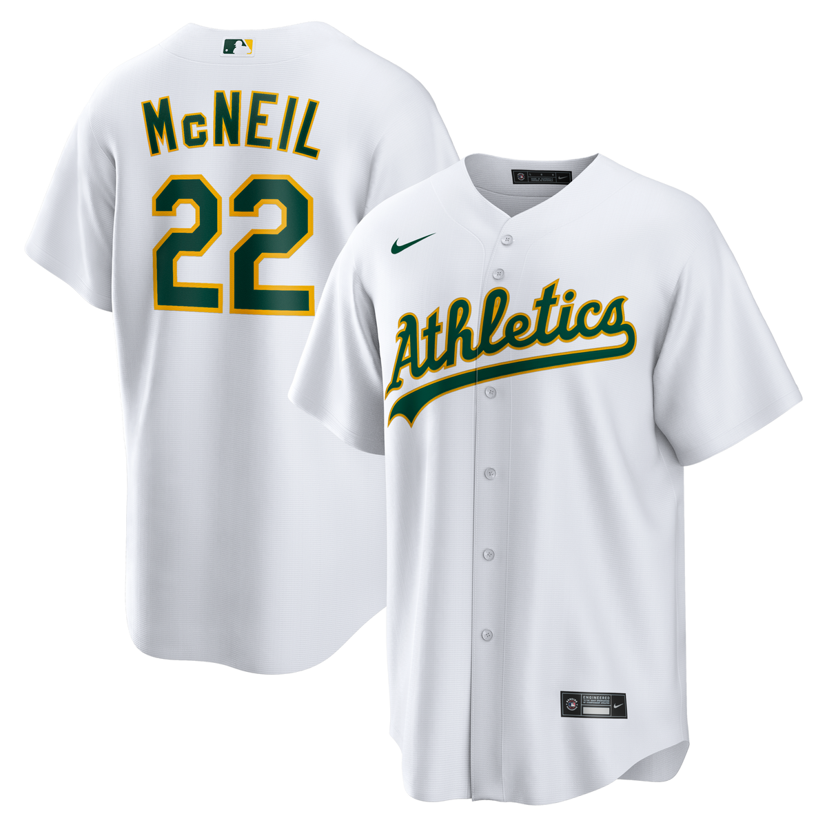 Athletics Jeff McNeil White Home Replica Jersey