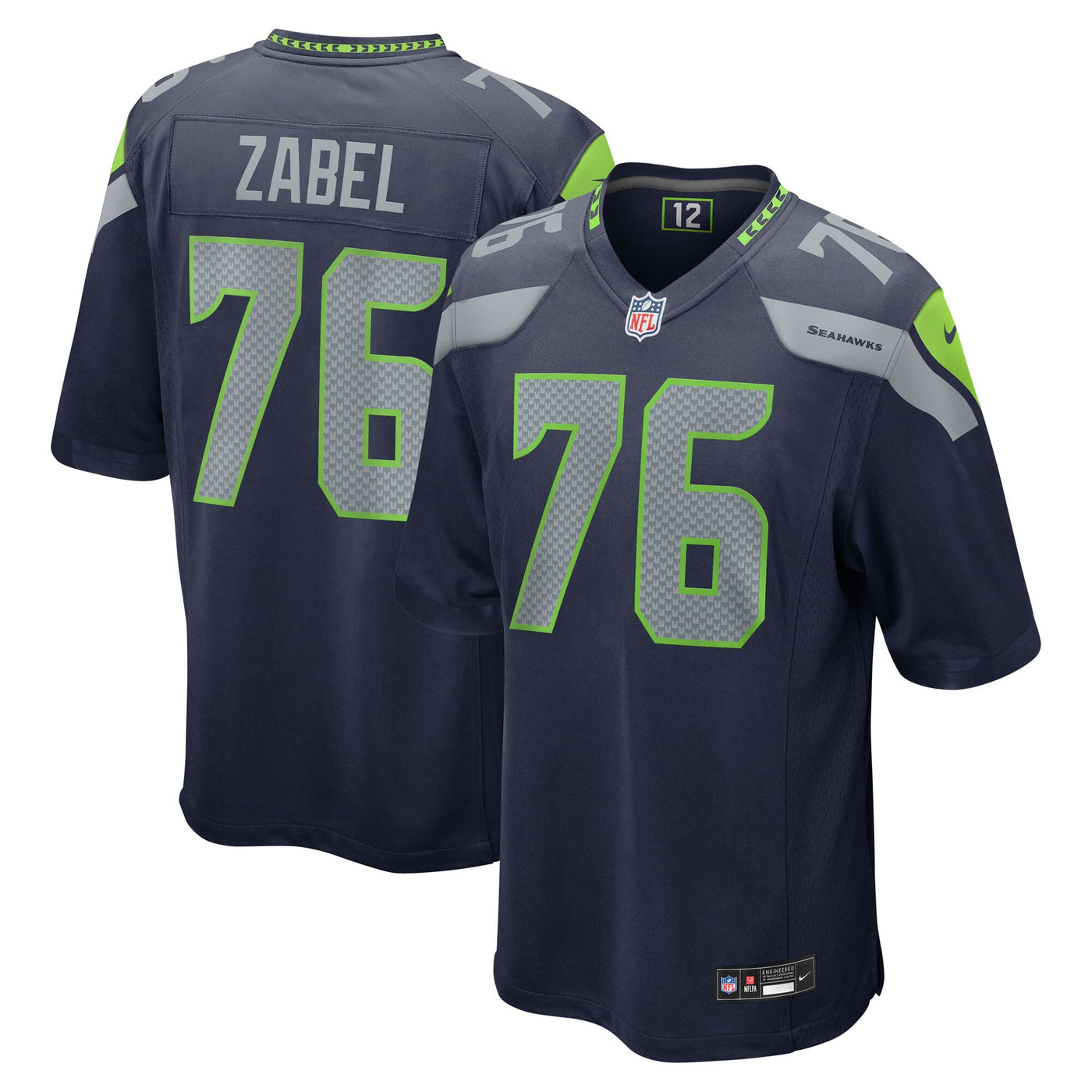 Seattle Seahawks Grey Zabel Nike Navy Team Game Jersey