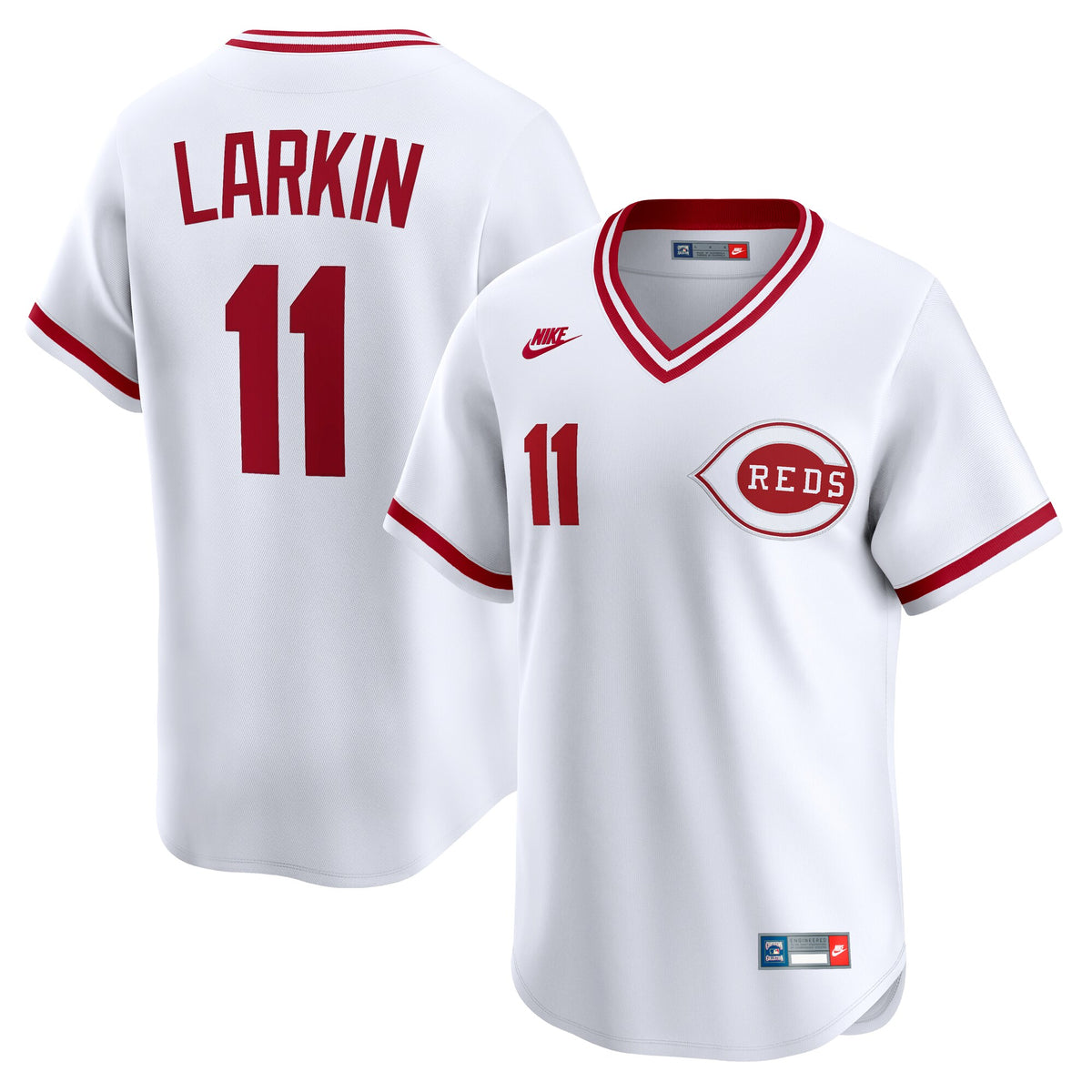 Cincinnati Reds Barry Larkin White Throwback Cooperstown Collection Limited Jersey