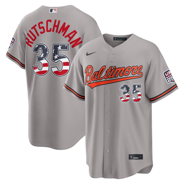 Fourth of July Baltimore Orioles Adley Rutschman Nike Gray USA 250 Stadium Jersey