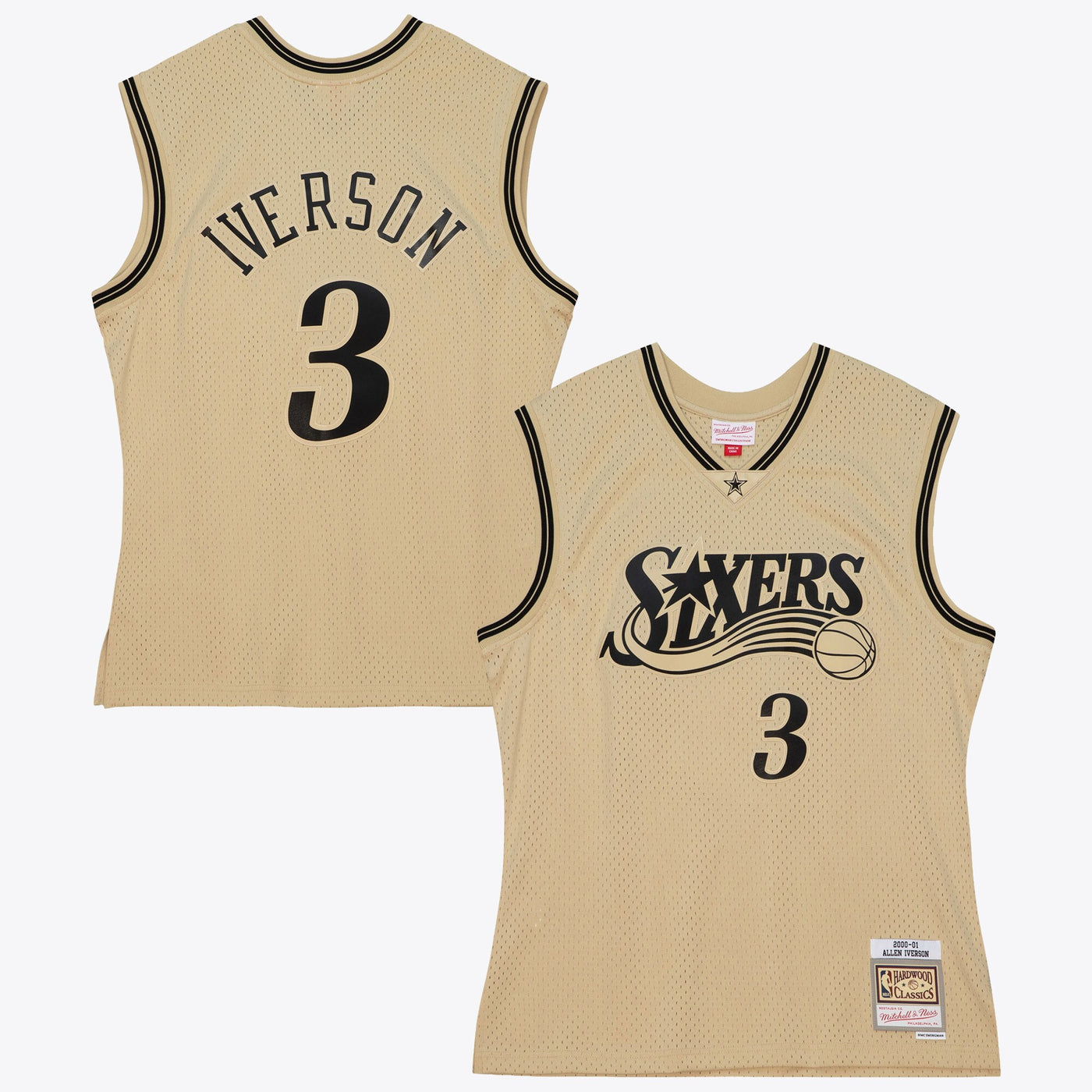 Philadelphia 76ers Mitchell & Ness Allen Iverson 2000 Swingman Jersey - Khaki