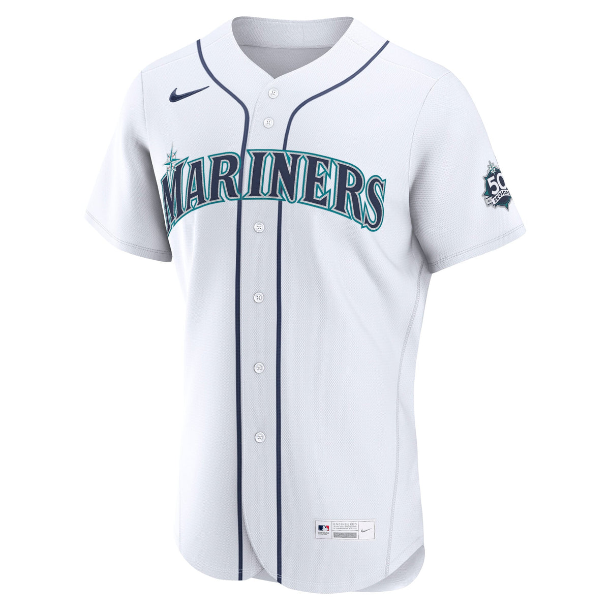 Seattle Mariners Bryan Woo Nike White Home 50th Season Authentic Jersey