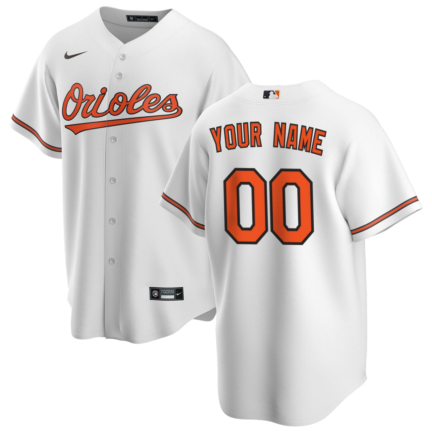Baltimore Orioles Nike White Home Replica Custom Jersey