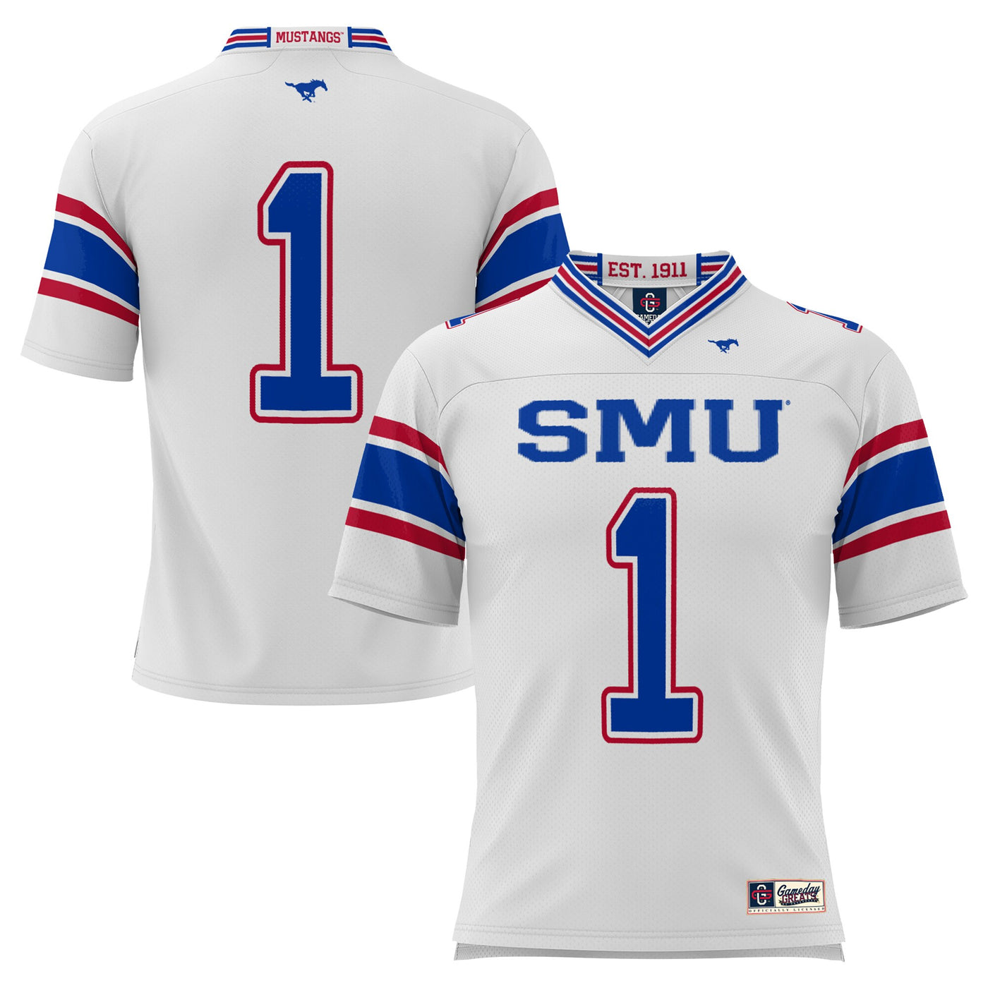 GameDay Greats #1 White SMU Mustangs Endzone Football Jersey