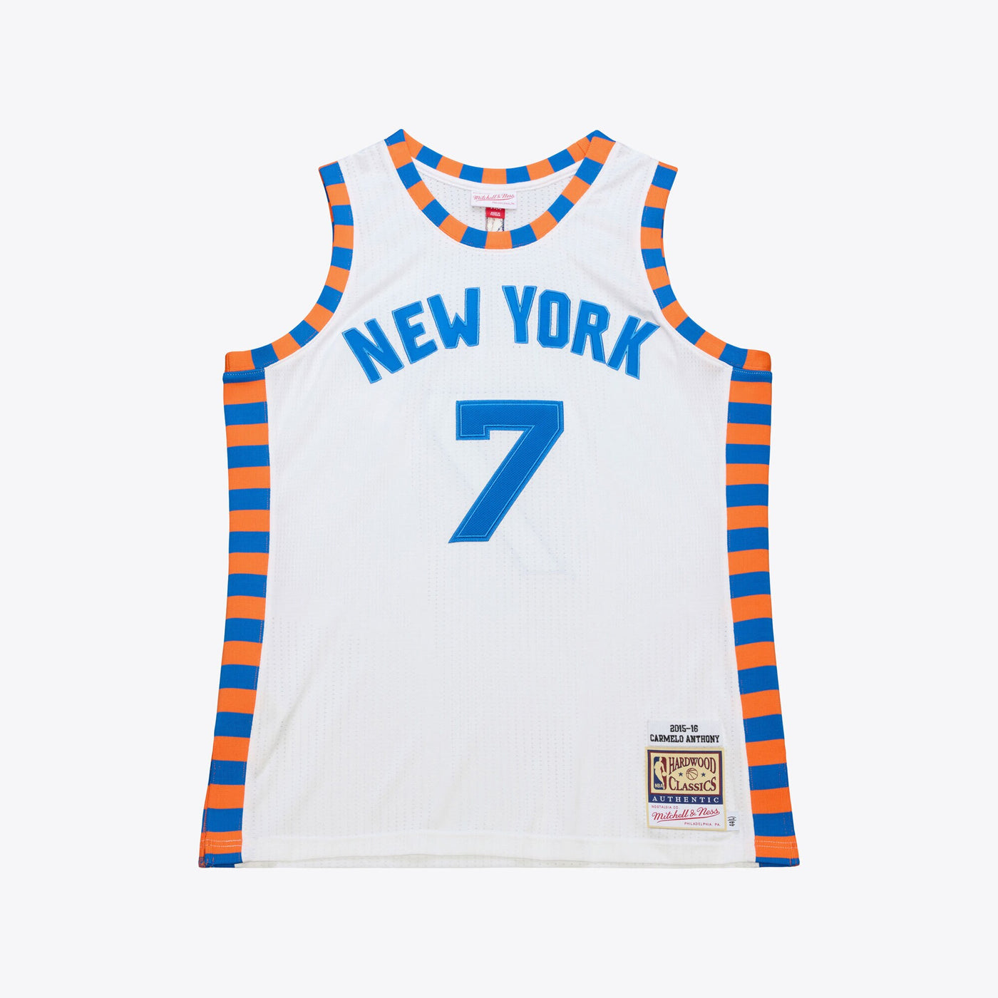 Mitchell & Ness Carmelo Anthony White New York Knicks 2015-16 Hardwood Classics Authentic Jersey
