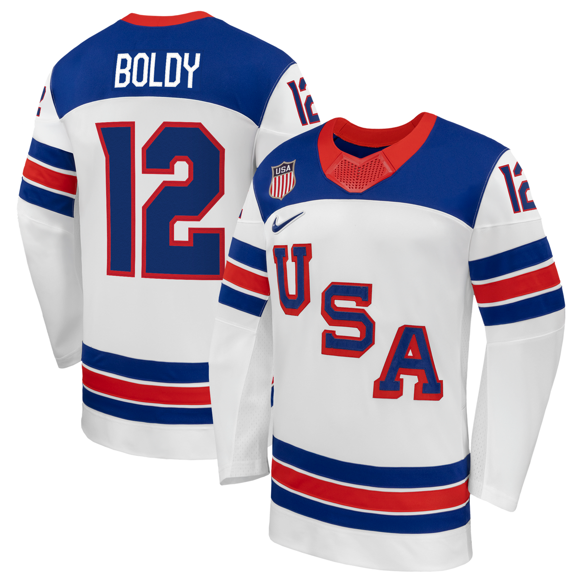 US Hockey Matthew Boldy Nike White 2026 Away Replica Jersey