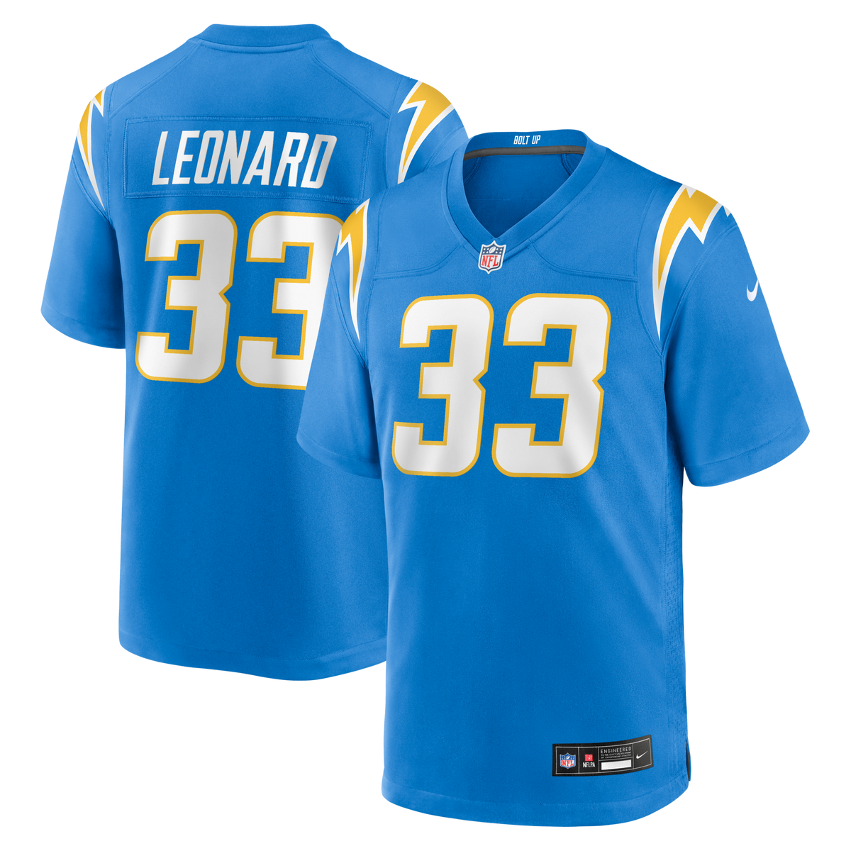 Los Angeles Chargers Deane Leonard Powder Blue Game Player Jersey