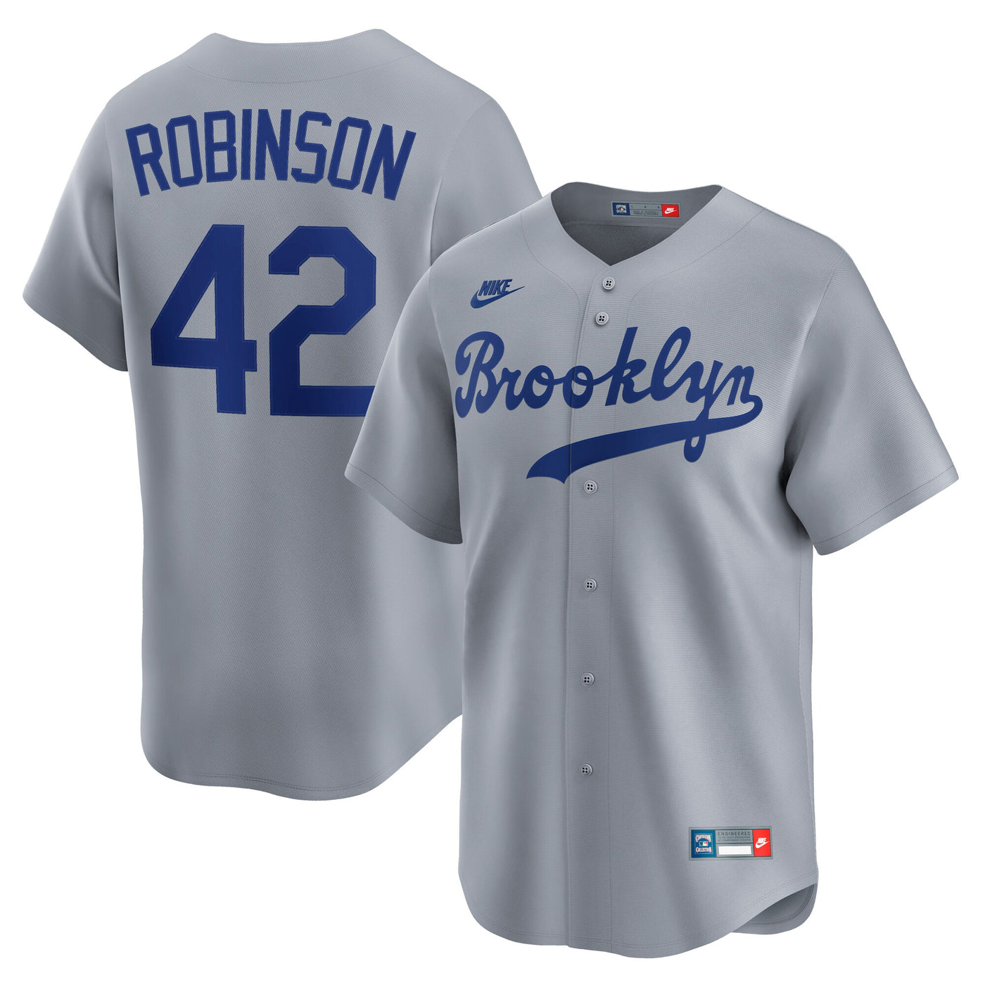 Brooklyn Dodgers Jackie Robinson Nike Gray Throwback Cooperstown Collection Limited Jersey