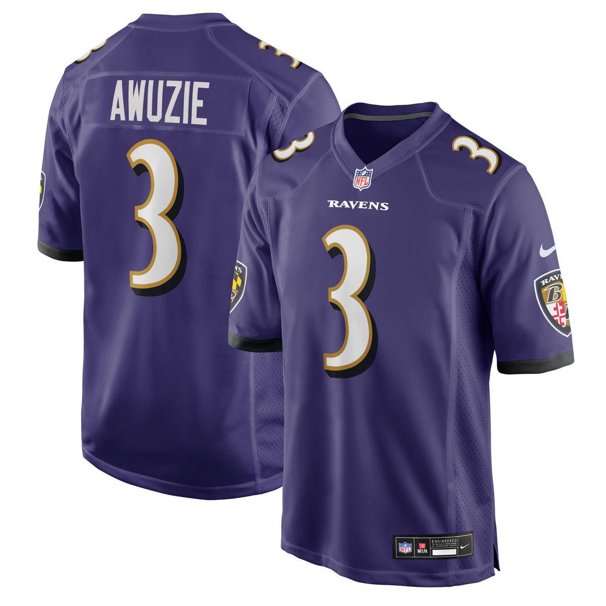 Baltimore Ravens Chidobe Awuzie Purple Team Game Jersey