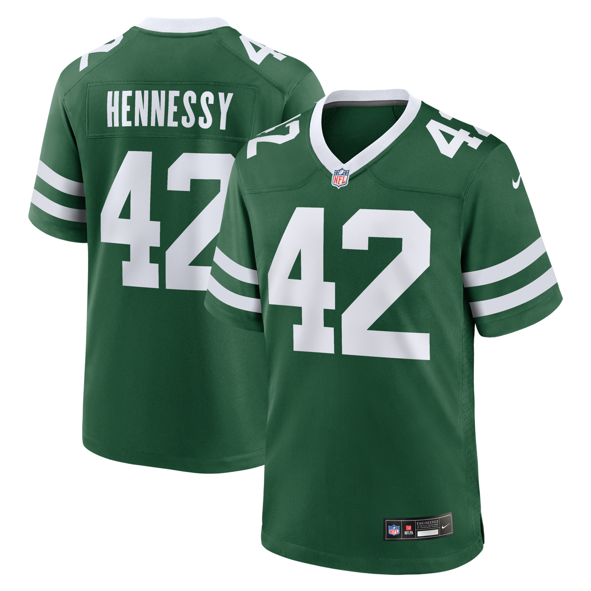 New York Jets Thomas Hennessy Legacy Green Team Game Jersey