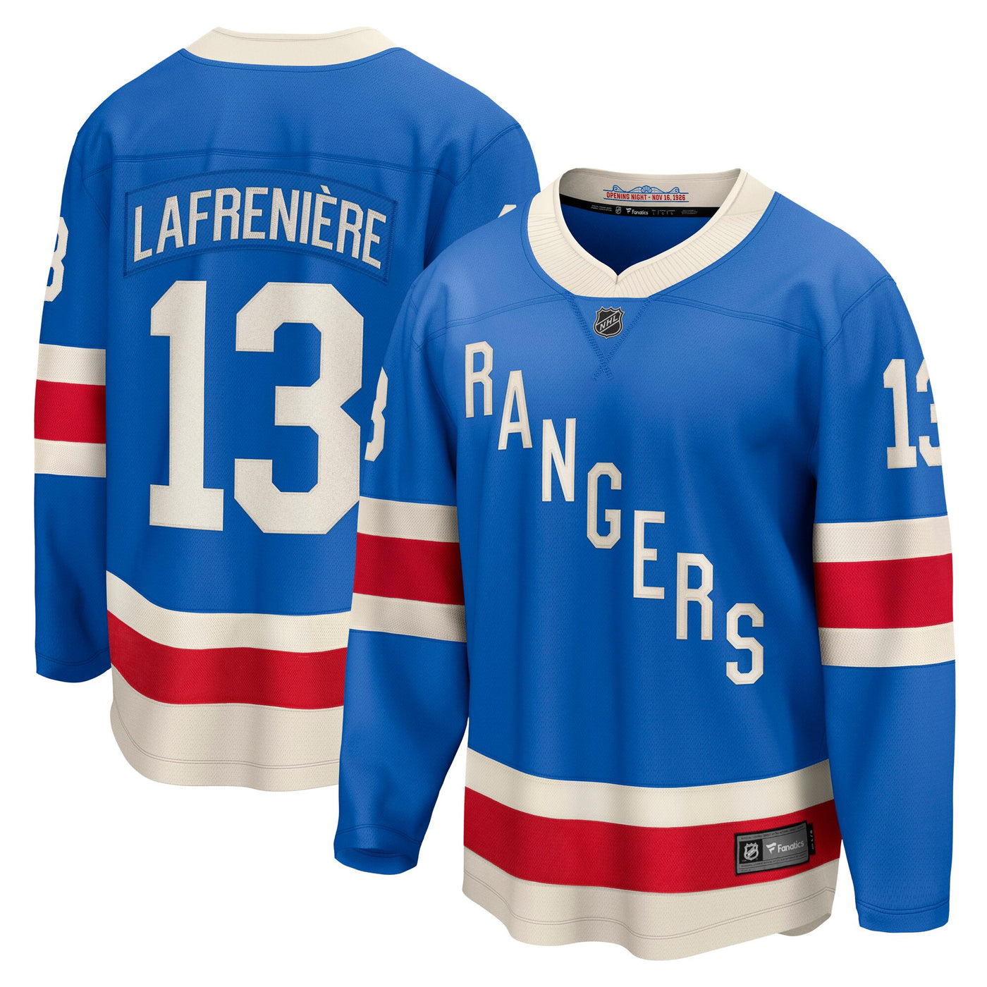 New York Rangers Alexis Lafreniere Fanatics Blue Centennial Breakaway Jersey