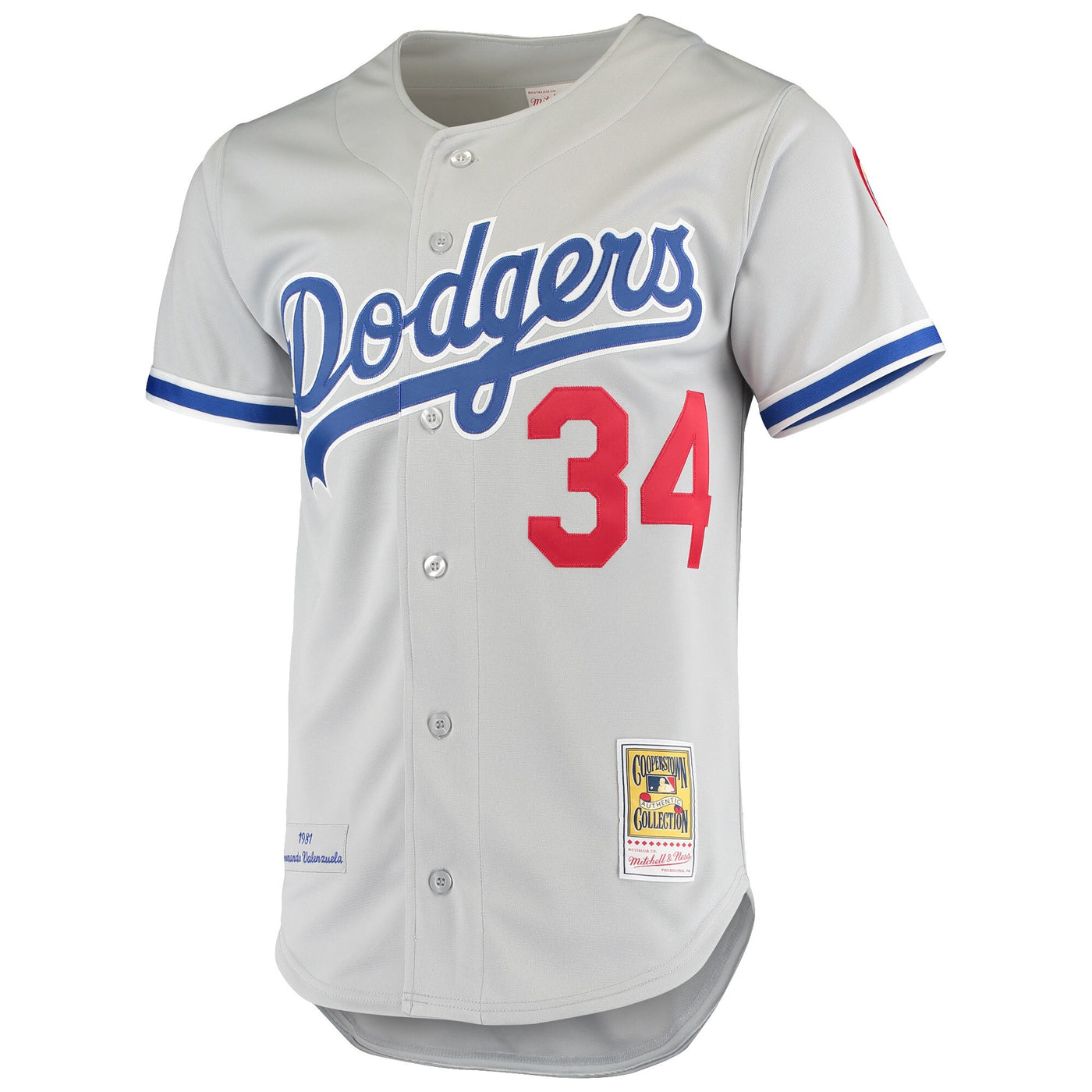 Los Angeles Dodgers Fernando Valenzuela Mitchell & Ness Gray Road 1981 Cooperstown Collection Authentic Jersey