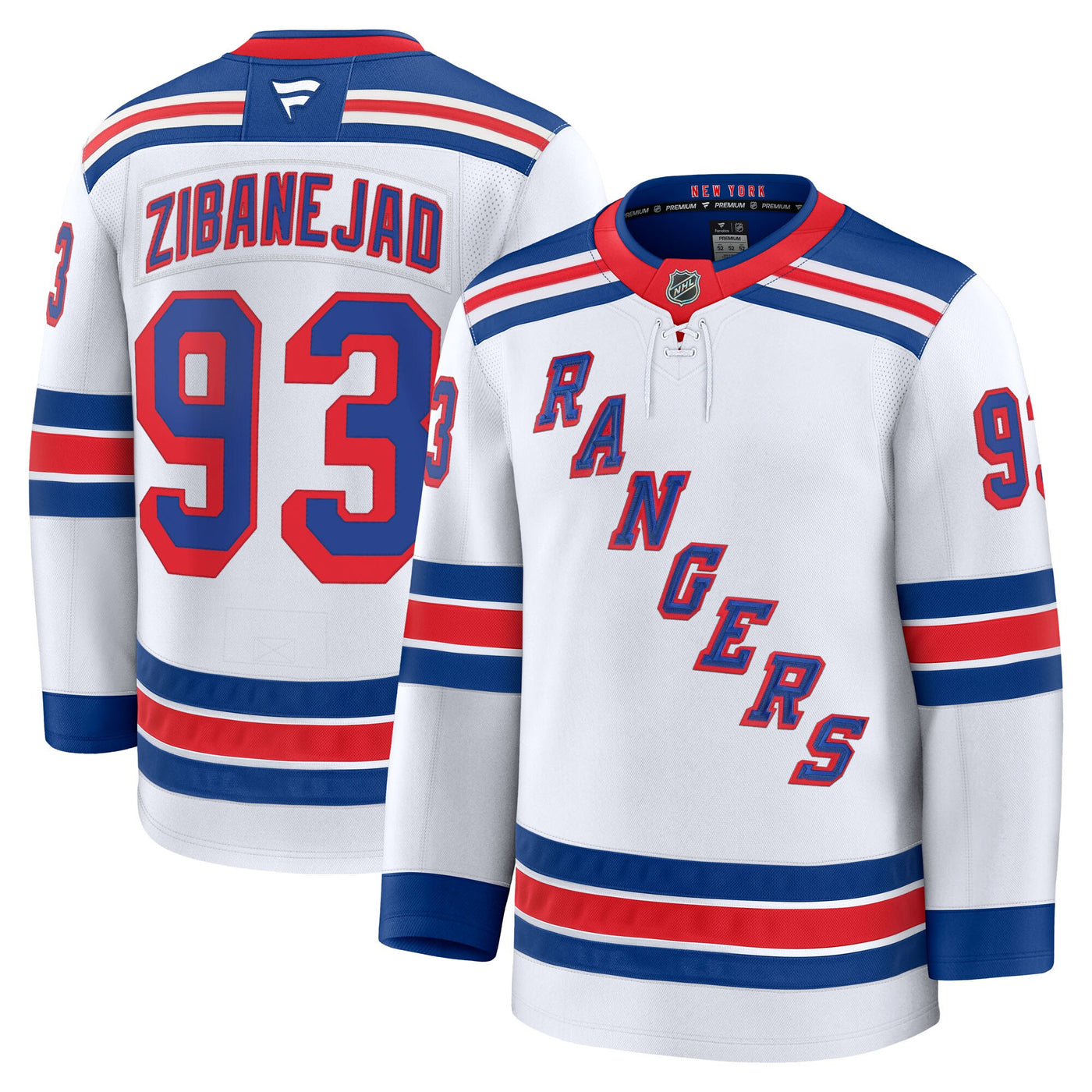 New York Rangers Mika Zibanejad Fanatics White Away Premium Jersey