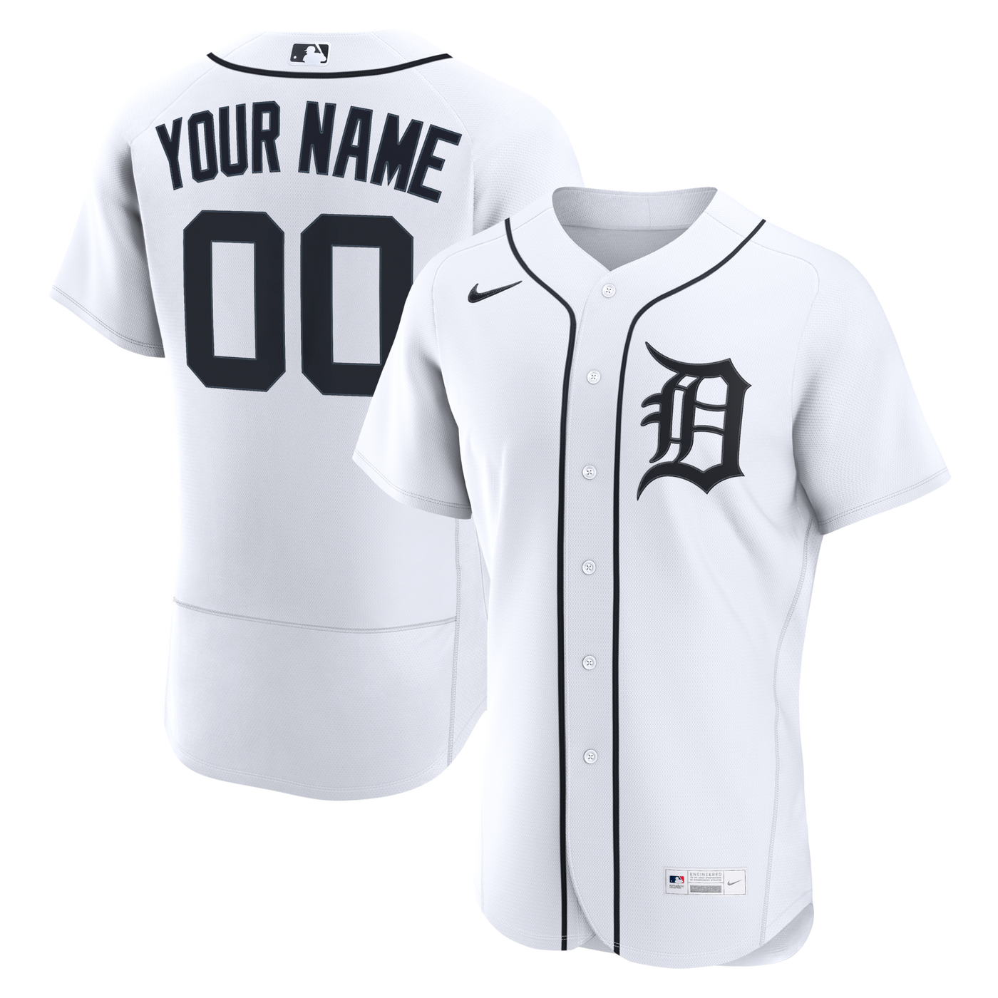 Detroit Tigers Nike White Home Authentic Custom Jersey