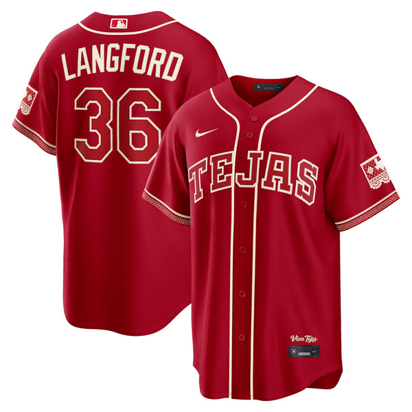 Texas Rangers Wyatt Langford Nike Red 2026 City Connect Stadium Jersey