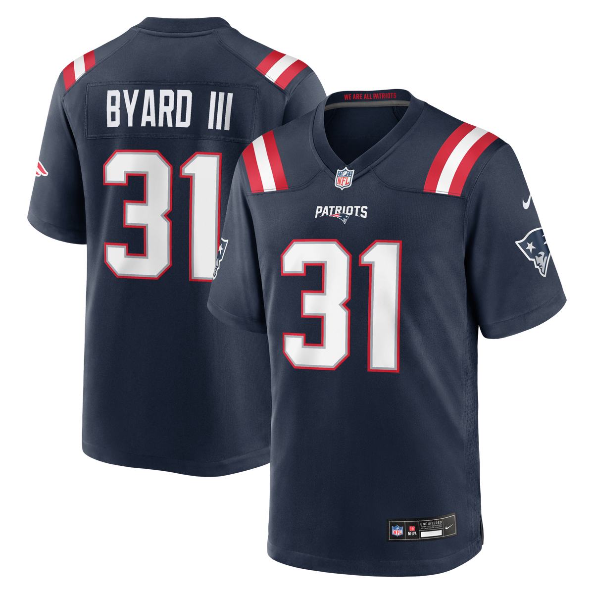 New England Patriots Kevin Byard III Navy Team Game Jersey