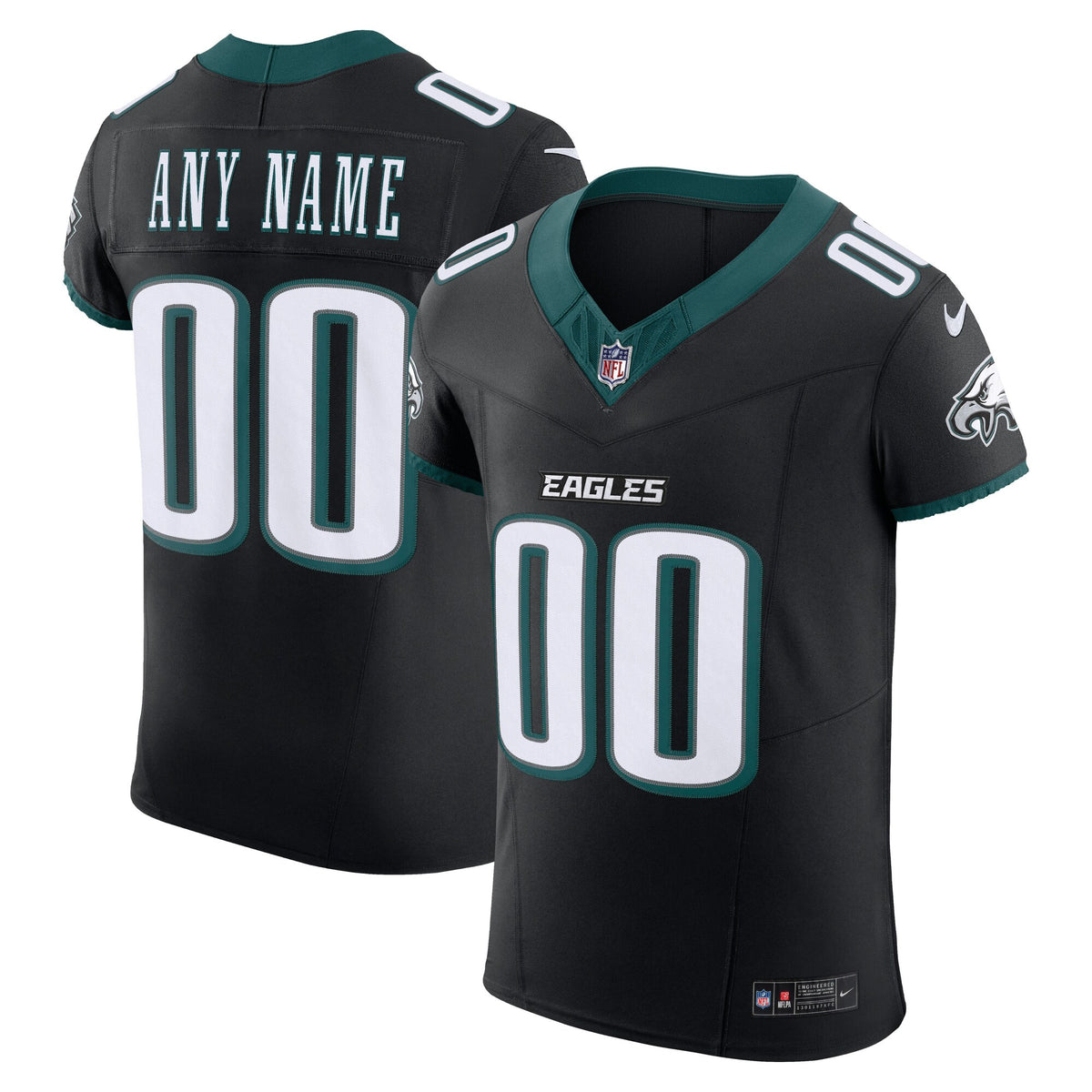 Philadelphia Eagles Black Alternate Vapor F.U.S.E. Elite Custom Jersey