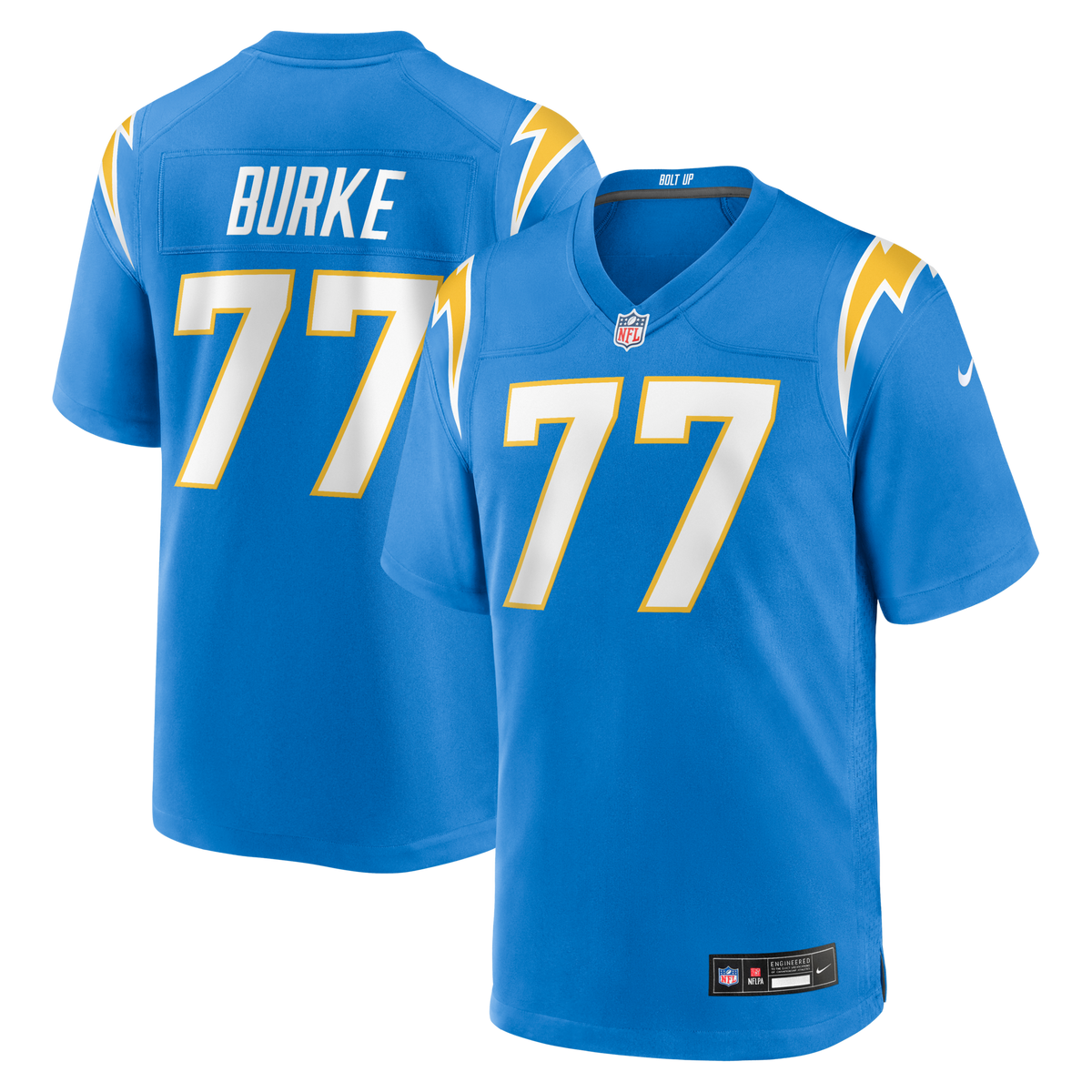 Los Angeles Chargers Travis Burke Powder Blue Team Game Jersey