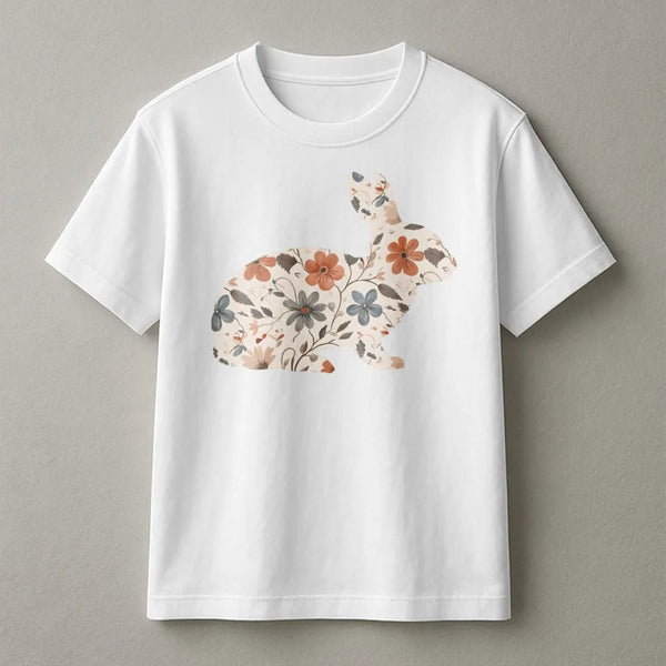 Floral Bunny Shirt | Cottagecore Botanical Rabbit Graphic | Soft Cotton Tee | Spring Easter Gift for Her