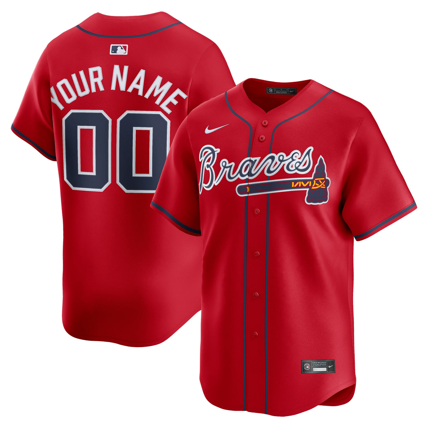 Atlanta Braves Nike Red Alternate Limited Custom Jersey