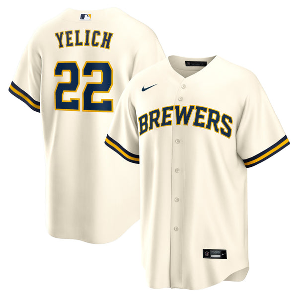 Milwaukee Brewers Christian Yelich Cream Home Replica Player Jersey