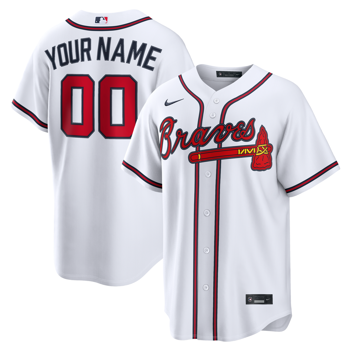 Atlanta Braves White Home Replica Custom Jersey