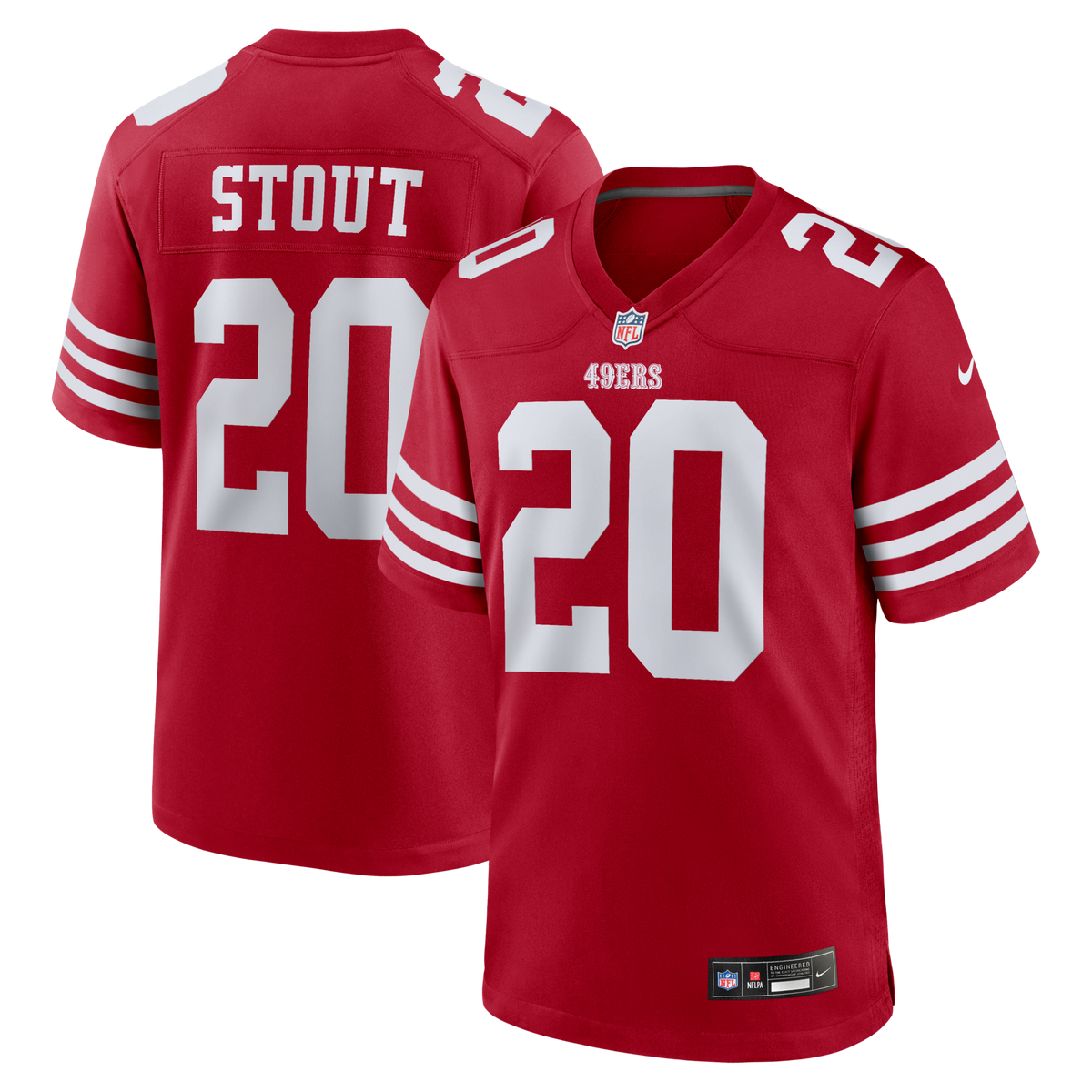 San Francisco 49ers Upton Stout Scarlet Team Game Jersey