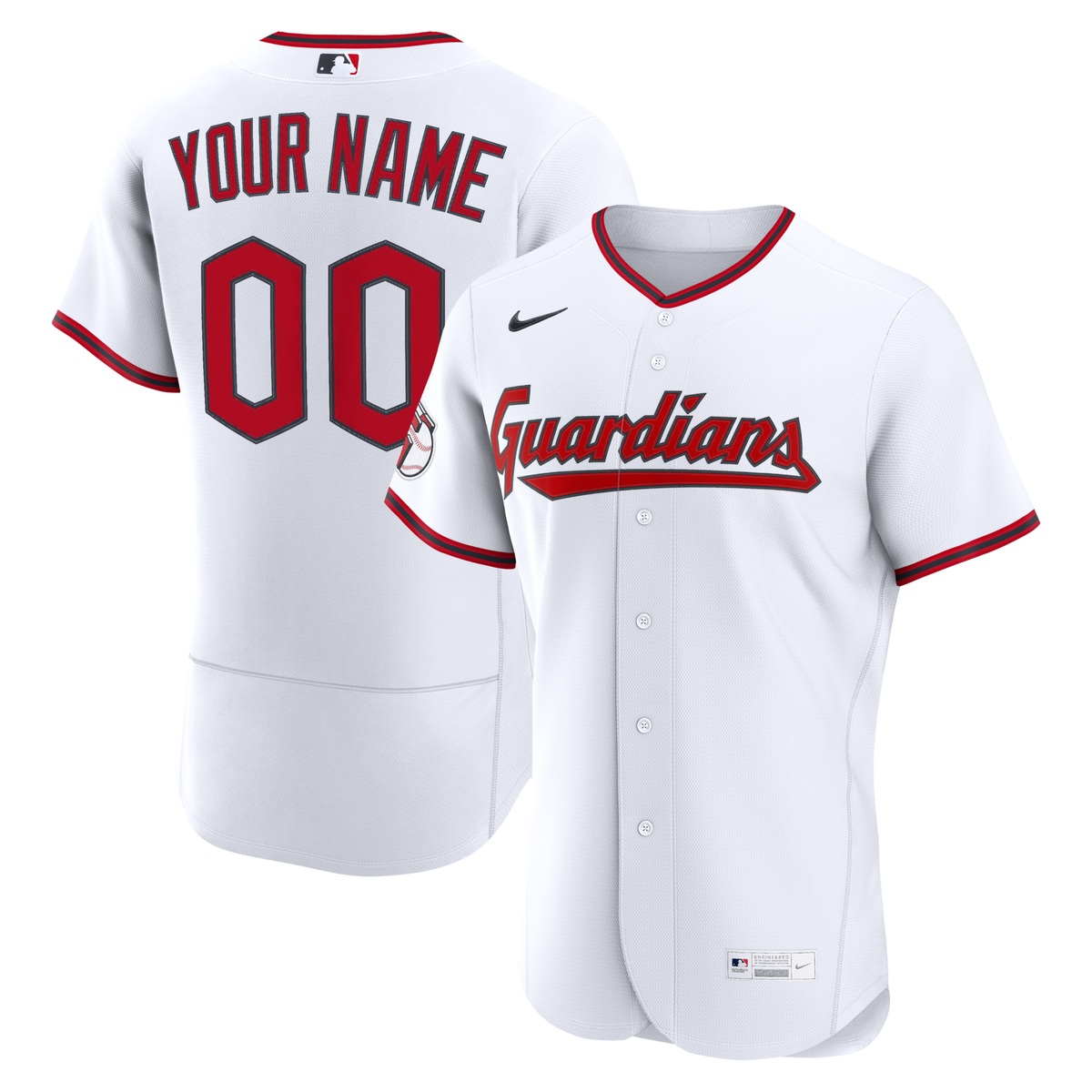 Cleveland Guardians White Home Authentic Custom Jersey