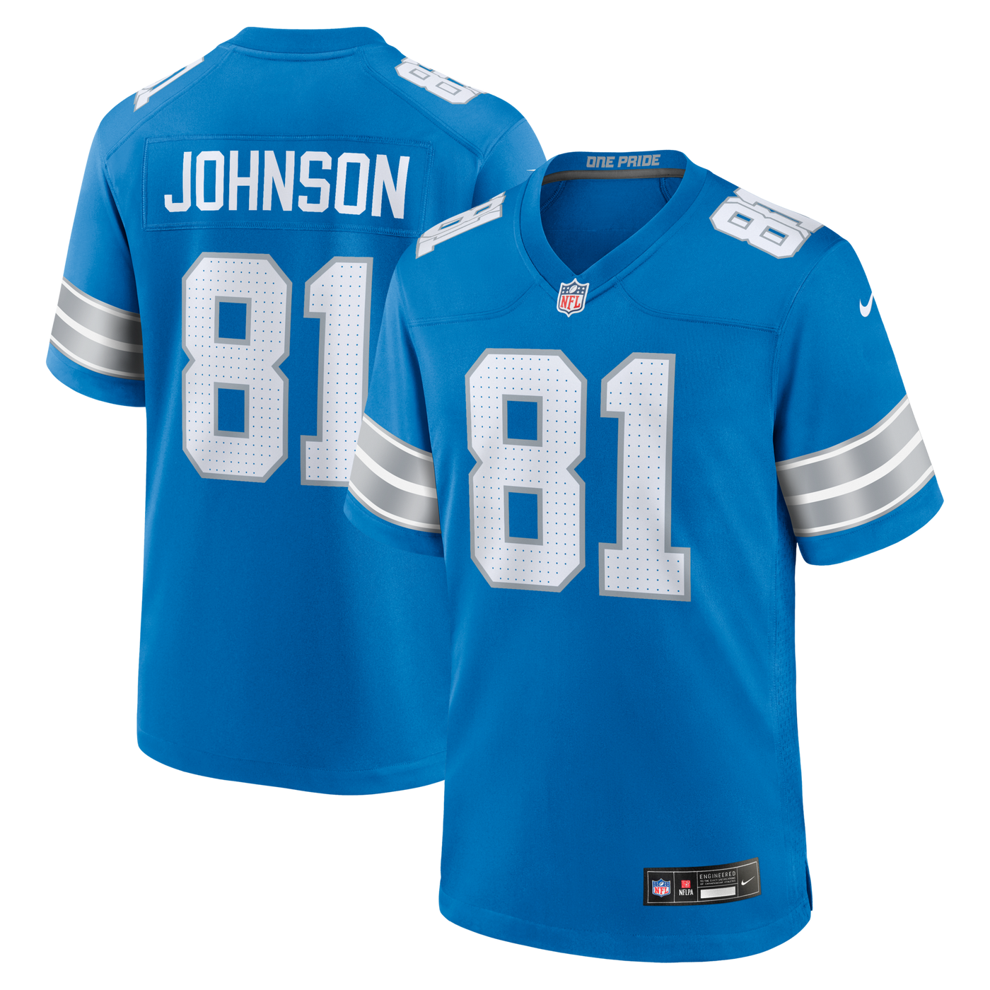 Detroit Lions Calvin Johnson Nike Blue Team Retired Game Jersey