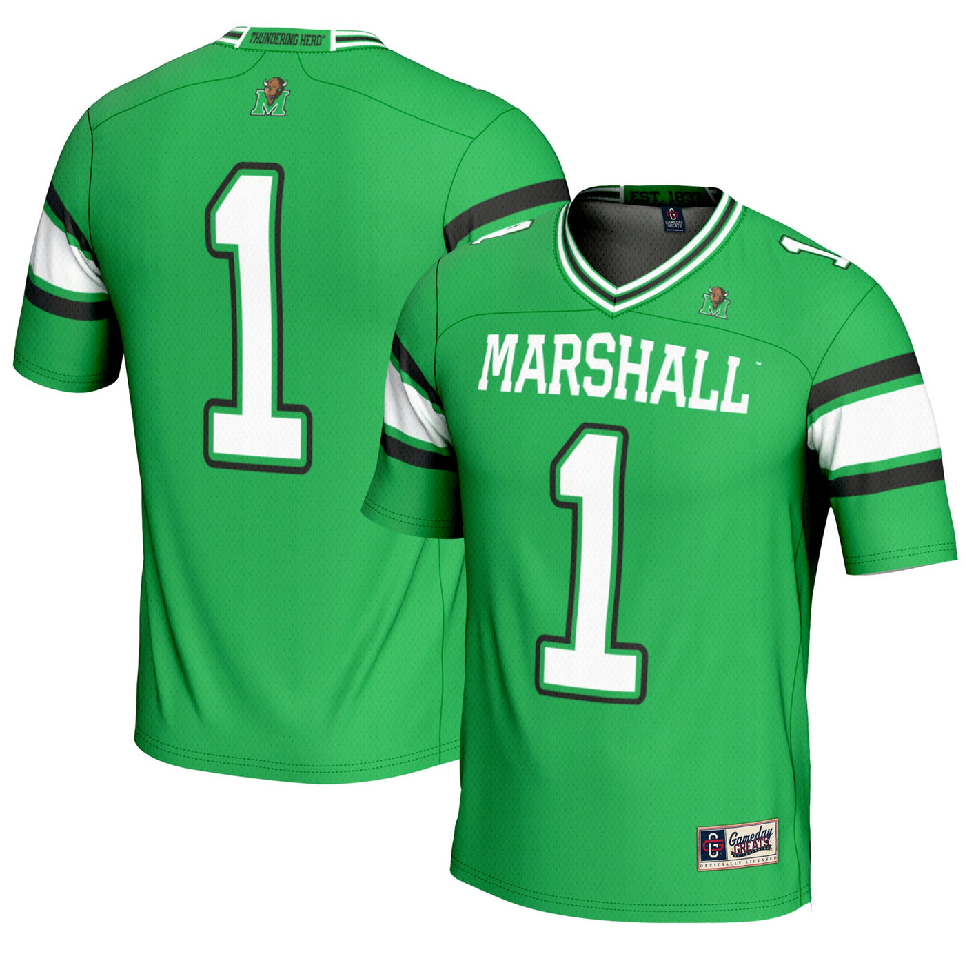 GameDay Greats #1 Kelly Green Marshall Thundering Herd Endzone Football Jersey