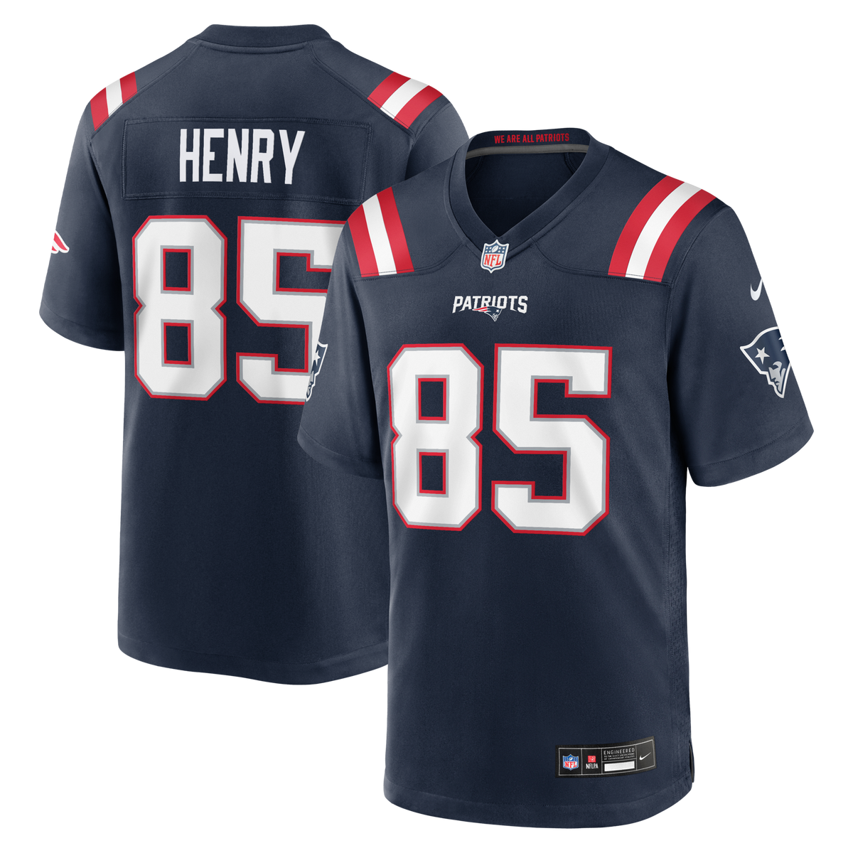 New England Patriots Hunter Henry Navy Team Game Jersey