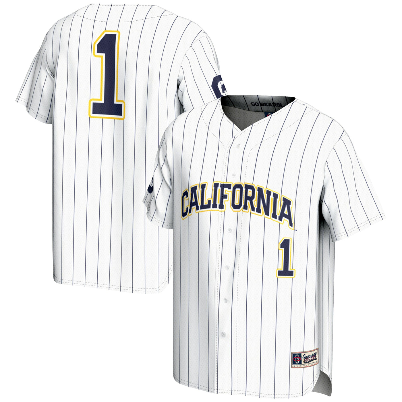 GameDay Greats #1 White Cal Bears Lightweight Baseball Fashion Jersey