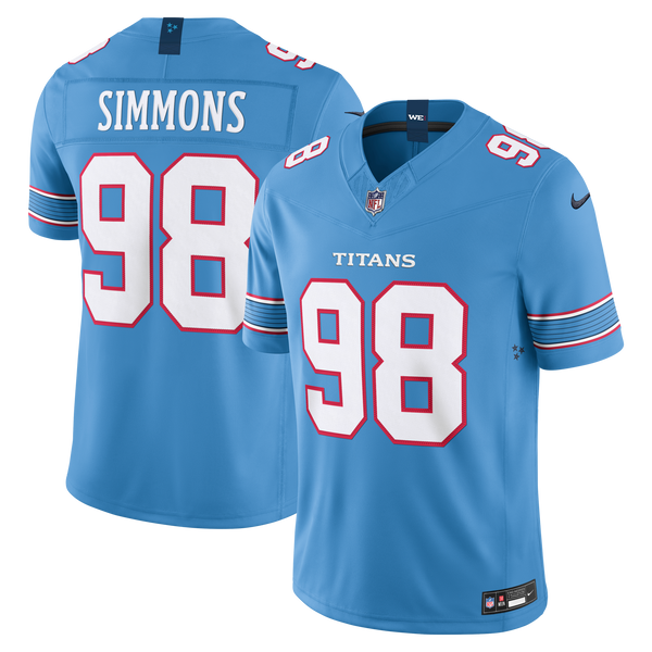 Tennessee Titans Jeffery Simmons Nike Light Blue Team Vapor F.U.S.E. Stitched Limited Jersey