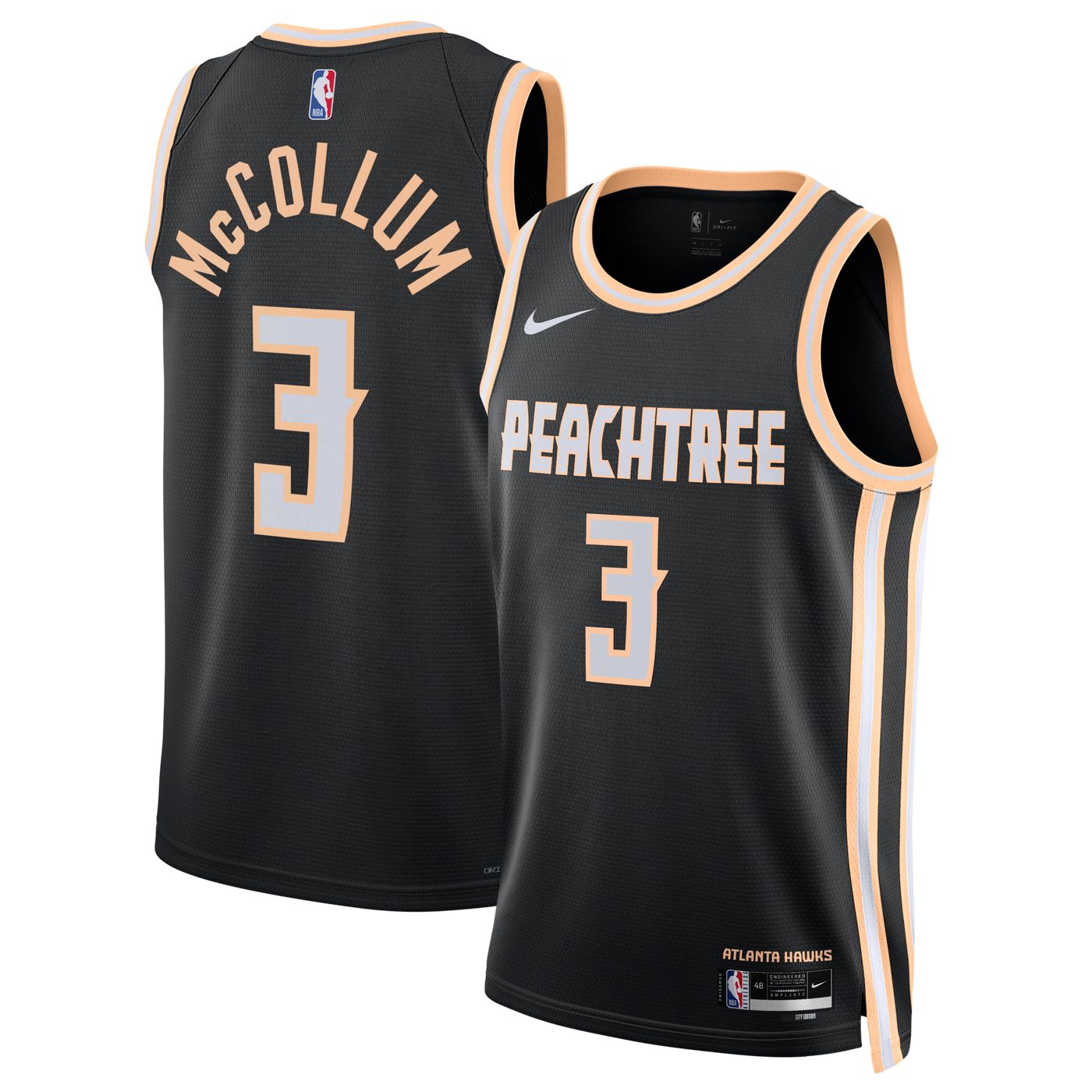 Nike Atlanta Hawks 2025/26 Nike City Edition Swingman Jersey - Black - CJ McCollum