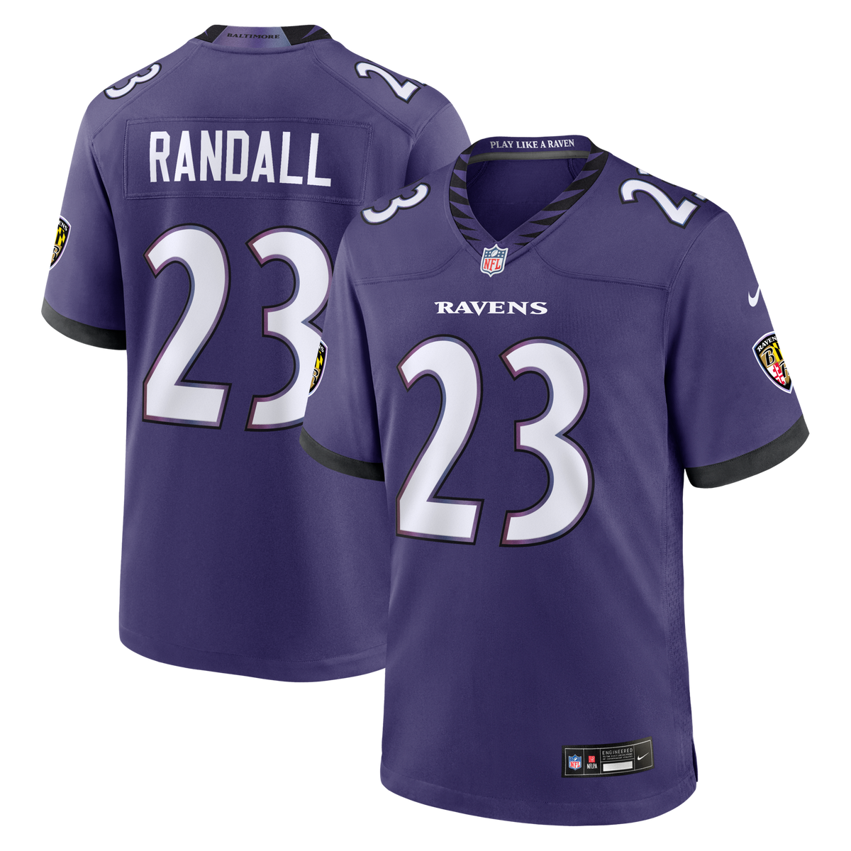 Baltimore Ravens Adam Randall Purple Team Game Jersey
