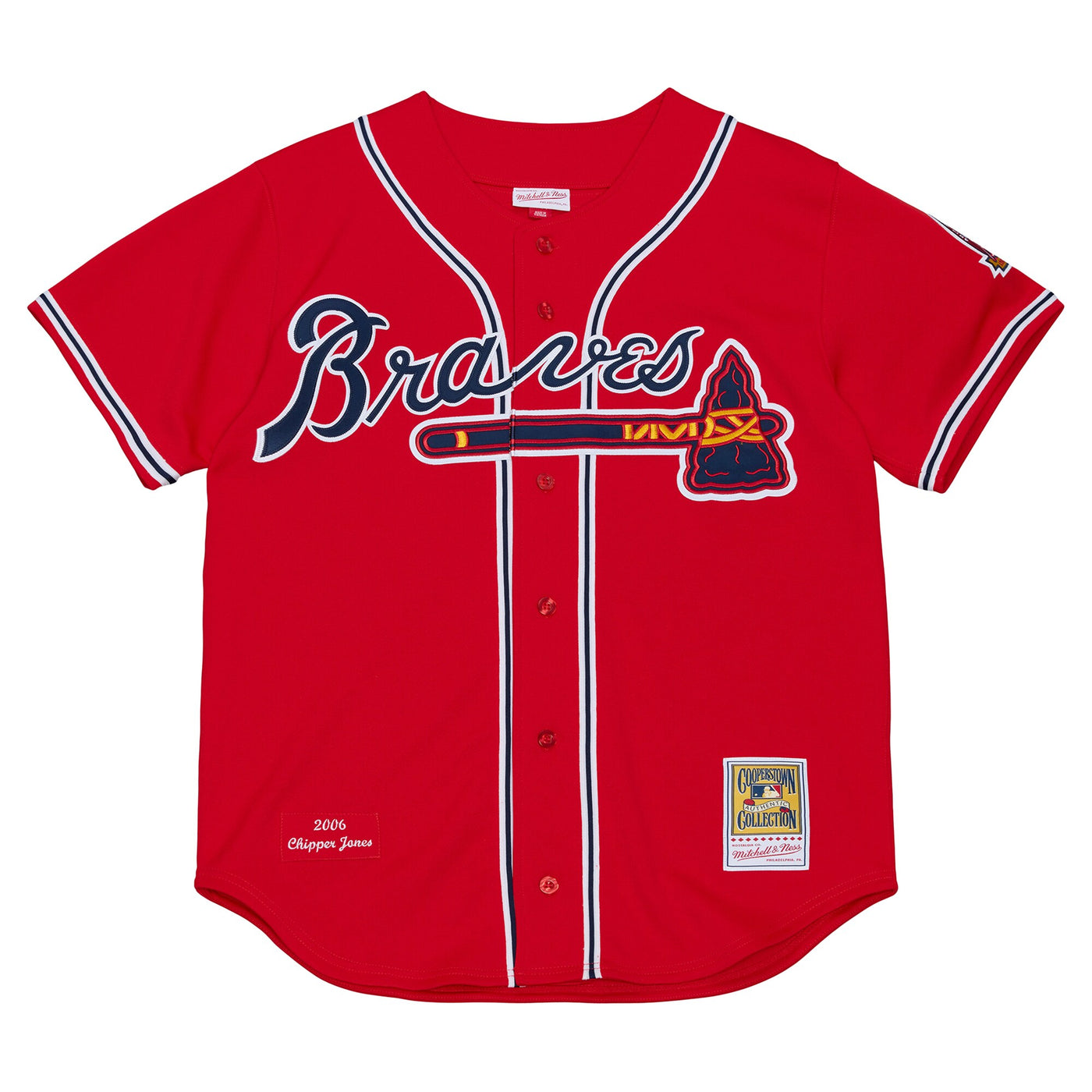 Atlanta Braves Chipper Jones Mitchell & Ness Red 2006 Cooperstown Collection Authentic Jersey