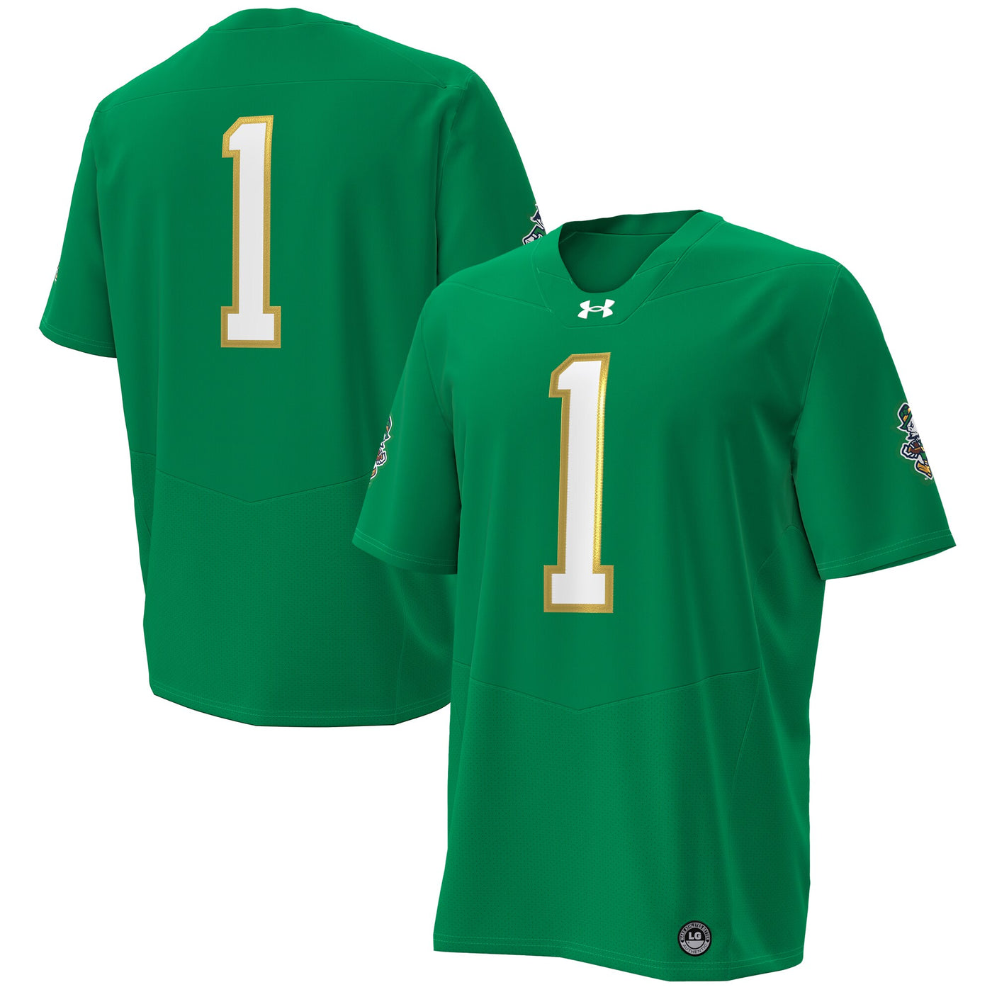 Under Armour #1 Kelly Green Notre Dame Fighting Irish Irish Wear Green Football Twill Replica Jersey